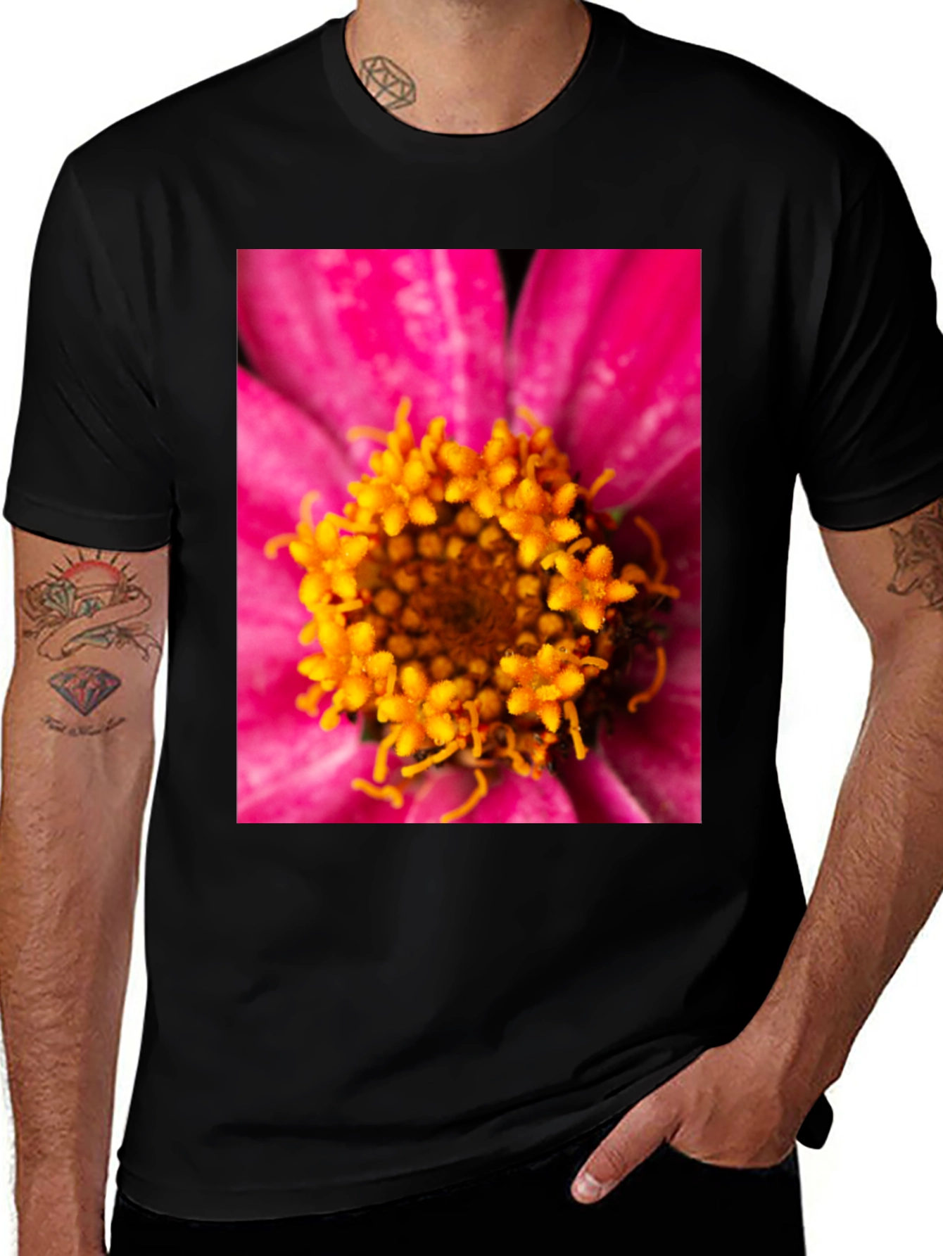 Variant 10 of Floral Print Black T-Shirt