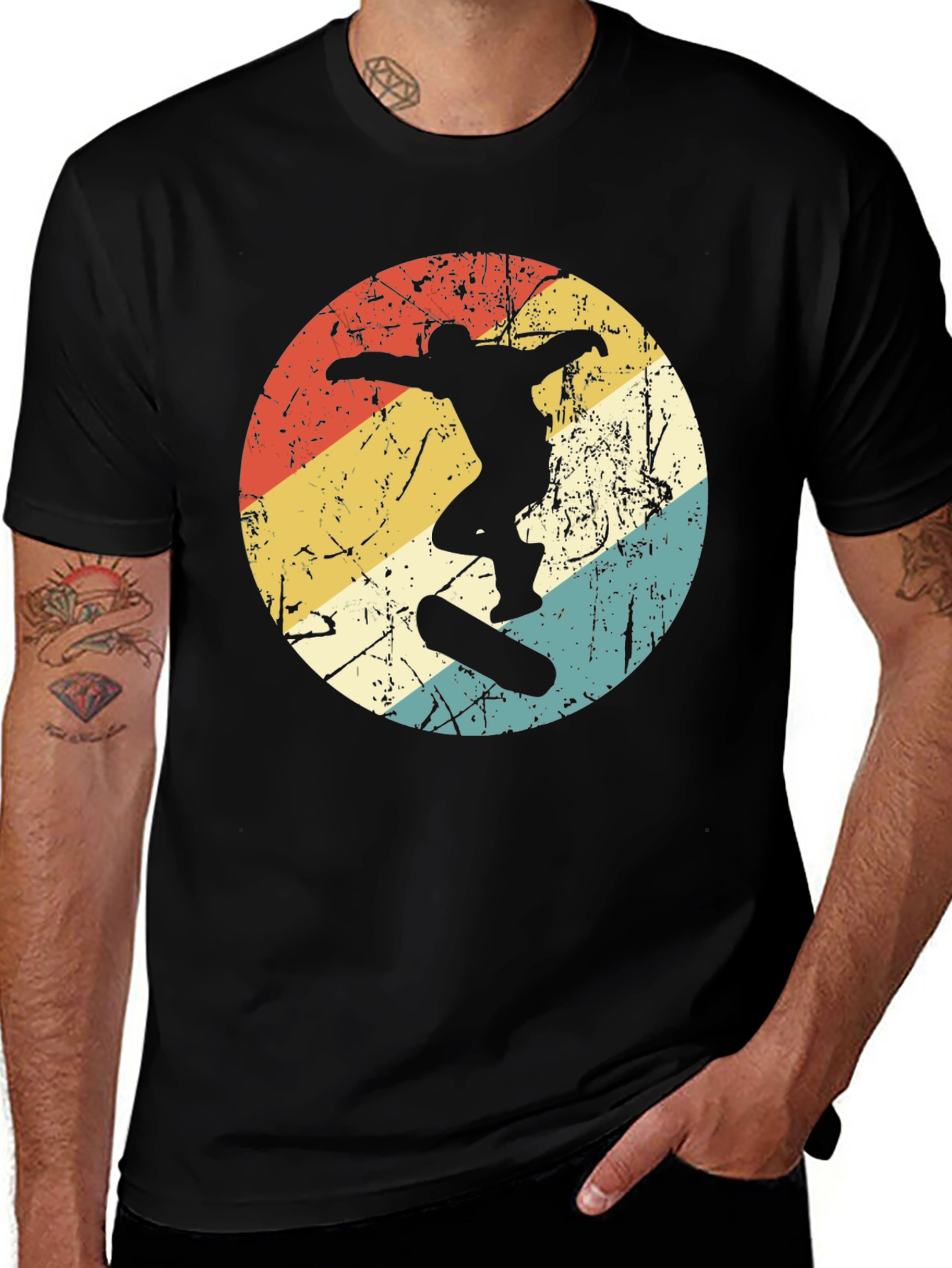 Variant 26 of Retro Skateboarder Graphic Tee - Black