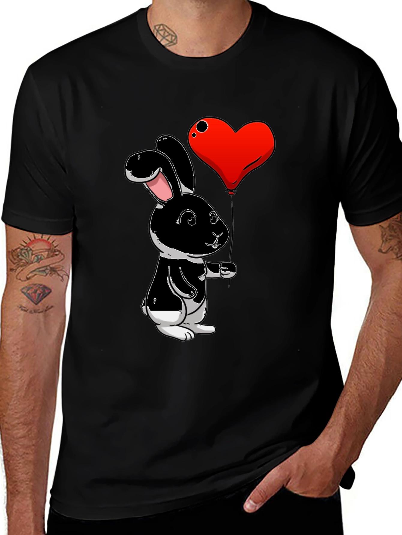 Variant 16 of Black Bunny Heart Balloon Graphic T-Shirt