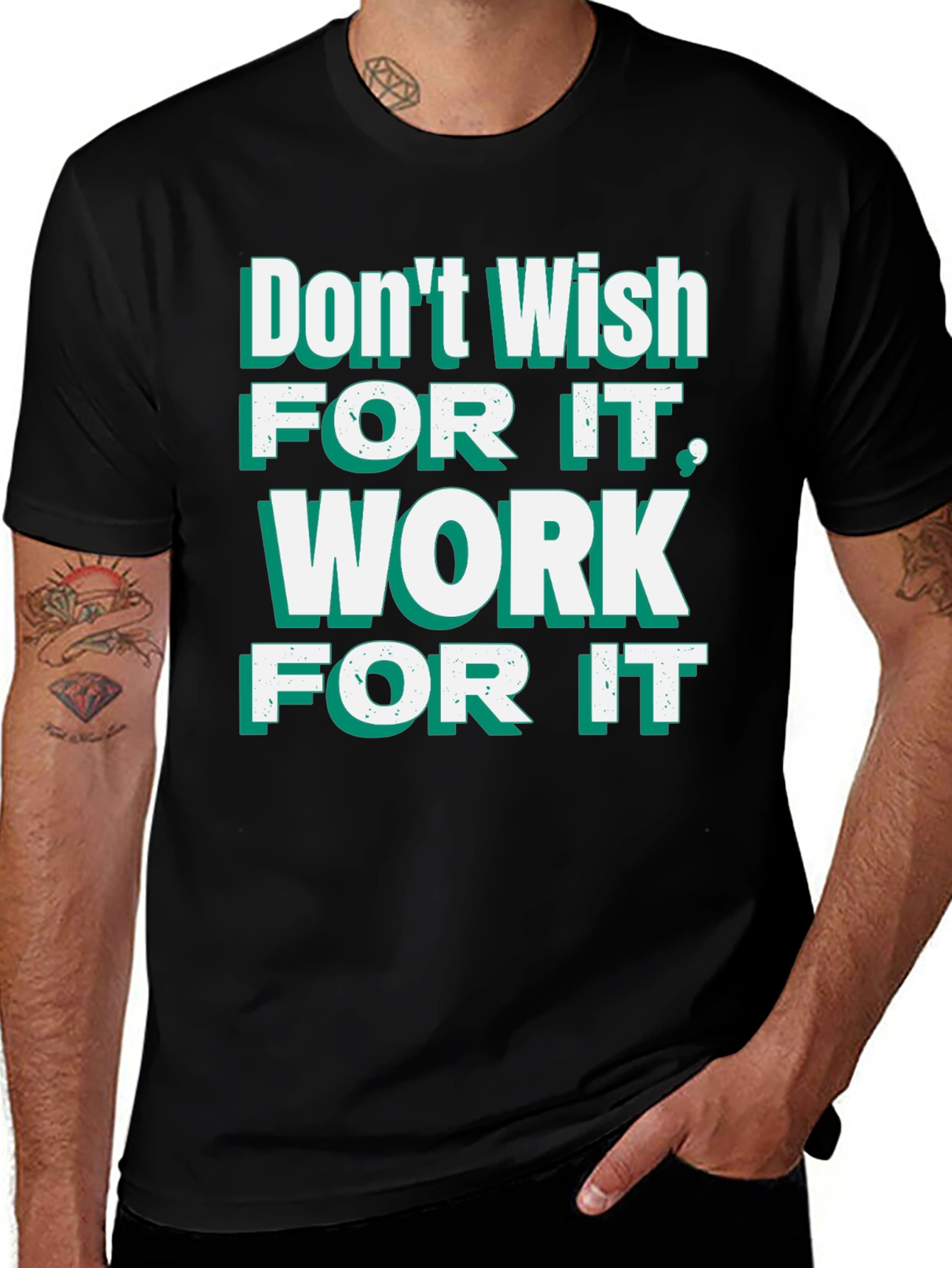 Variant 22 of Motivational Black T-Shirt - Work For It
