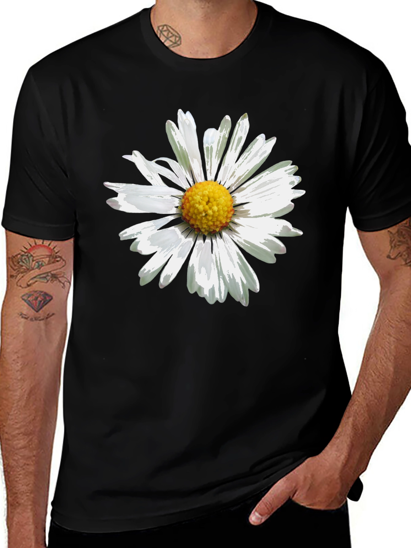 Daisy Graphic Print Black T-Shirt