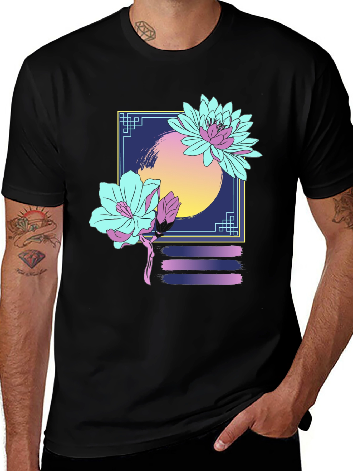Variant 21 of Floral Graphic T-Shirt - Retro Aesthetic Design