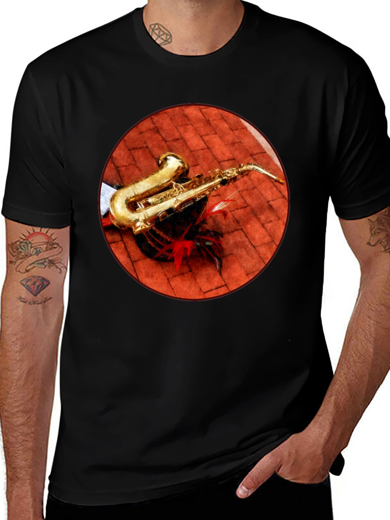 Variant 12 of Saxophone Graphic Tee - Musical Instrument Design