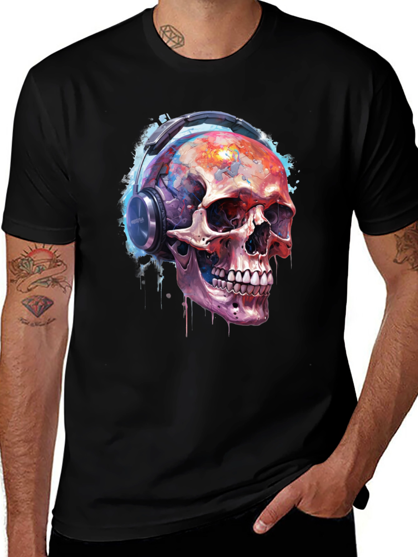 Variant 27 of Skull with Headphones Graphic T-Shirt