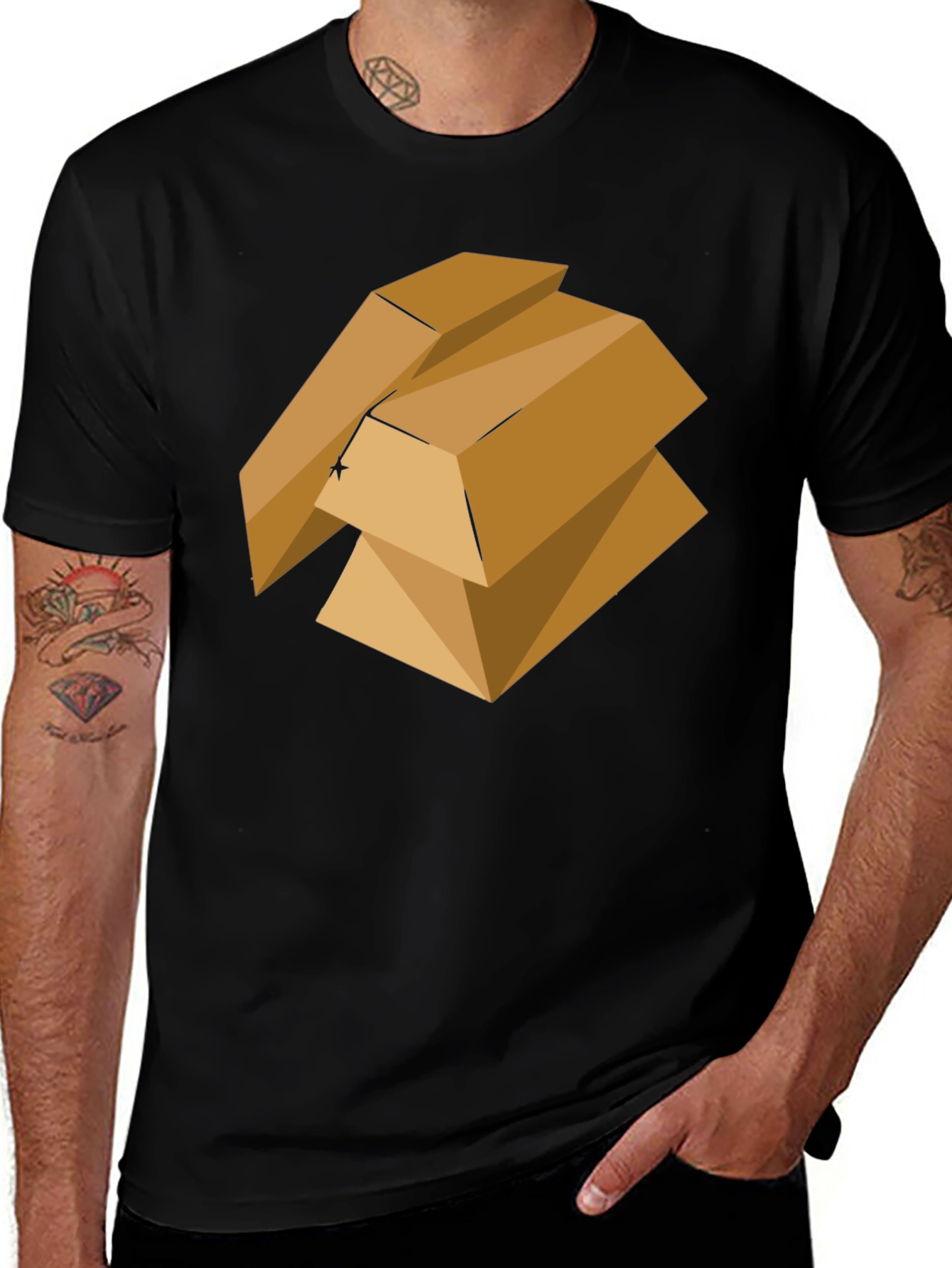 Variant 8 of Geometric Gold Bars Graphic Tee - Modern Style