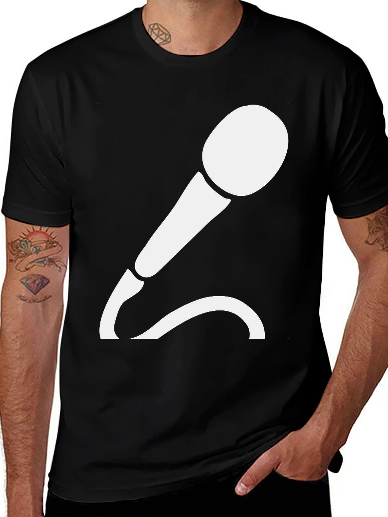 Variant 19 of Microphone Graphic Tee - Black Cotton