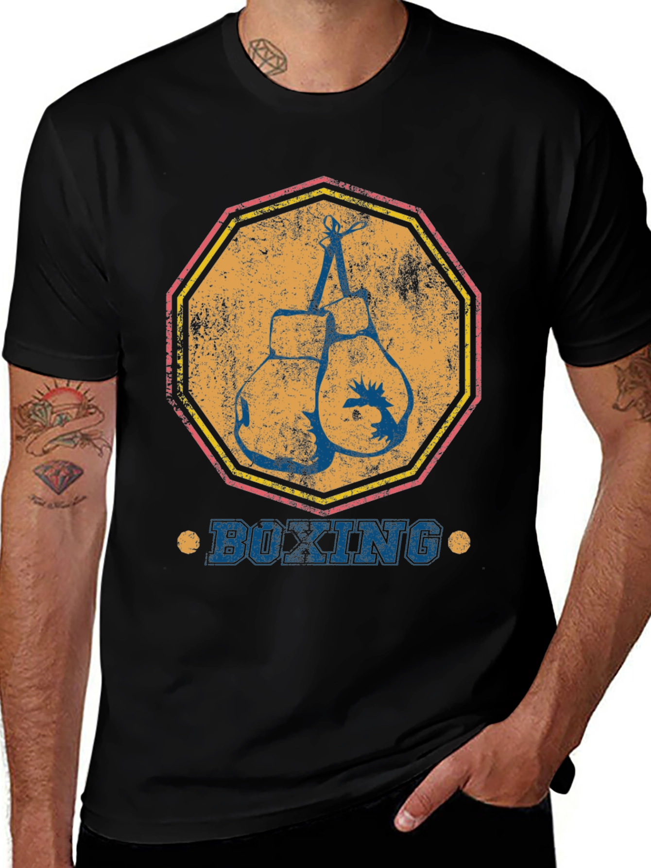 Variant 25 of Vintage Boxing Gloves Graphic Tee - Distressed Design