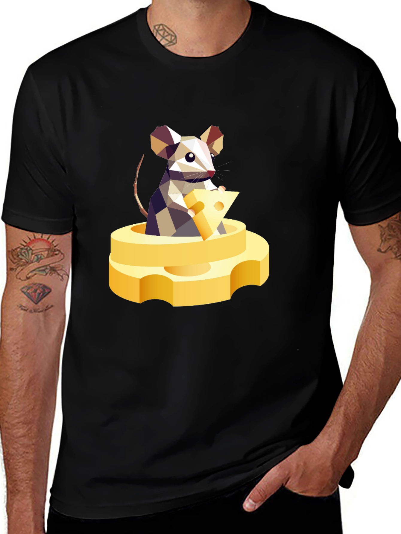 Variant 28 of Geometric Mouse & Cheese Graphic T-Shirt