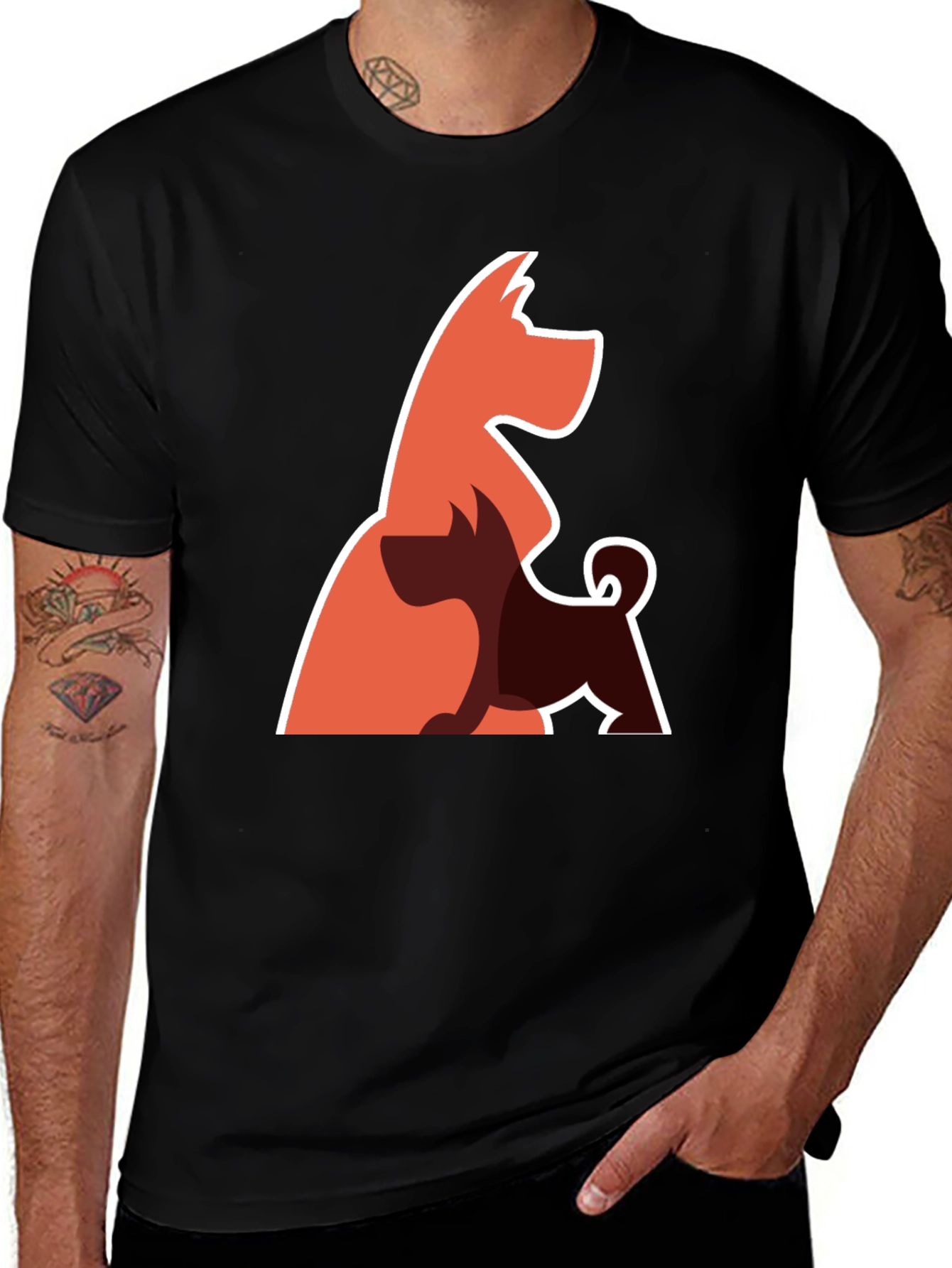 Variant 19 of Abstract Dog Graphic Tee - Black Cotton Blend T-Shirt