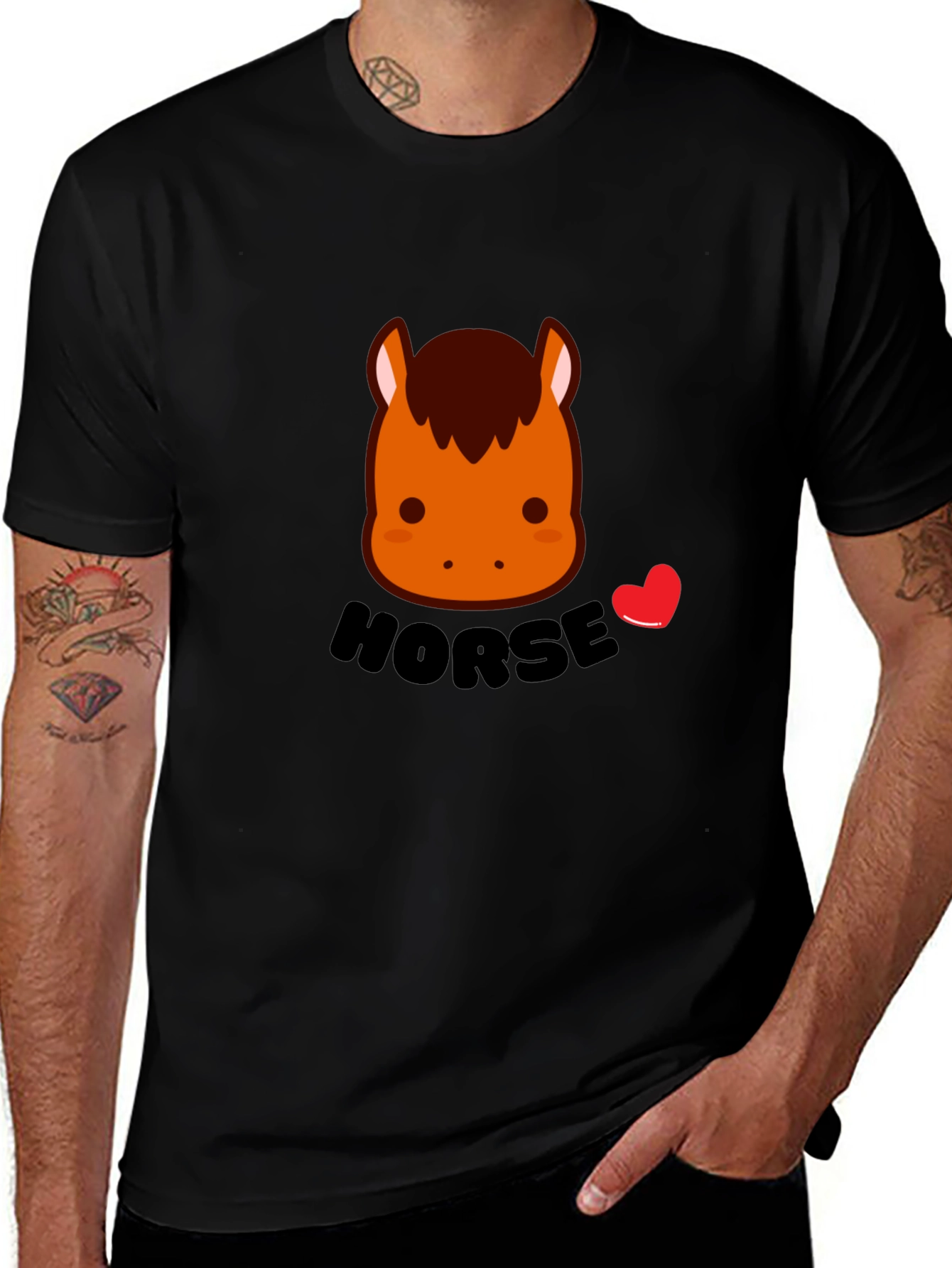 Variant 22 of Cute Horse Graphic Tee - Black T-Shirt