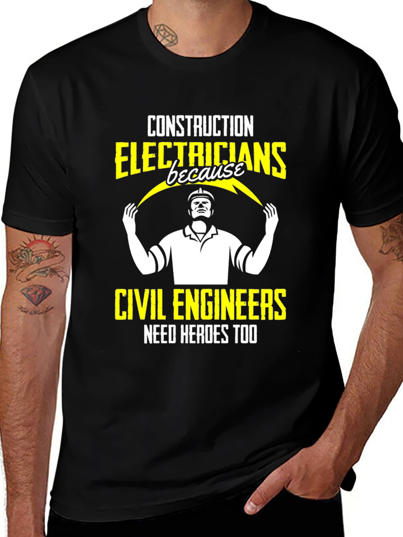 Variant 9 of Electrician Hero Graphic Tee - Construction Apparel
