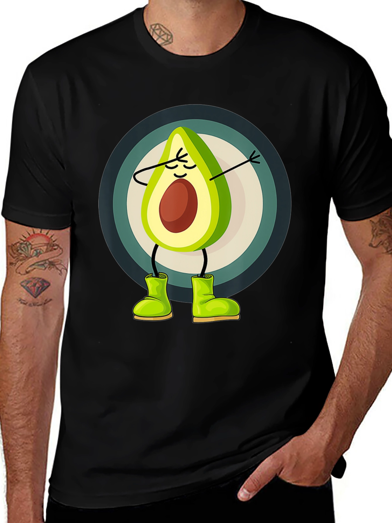 Variant 28 of Avocado Dabbing Cartoon Graphic Tee - Casual Style
