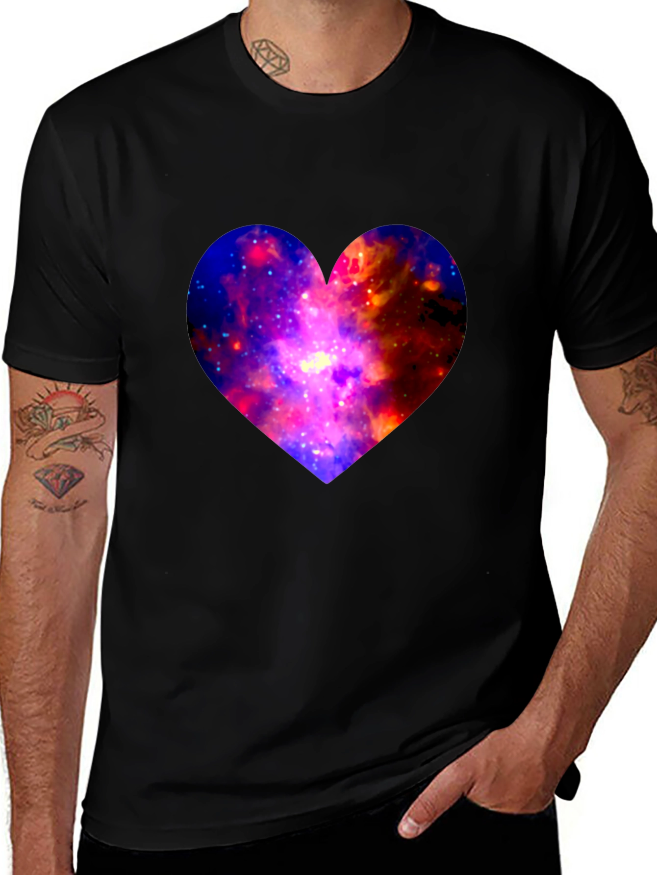 Variant 13 of Galaxy Heart Graphic Tee - Modern Black T-Shirt