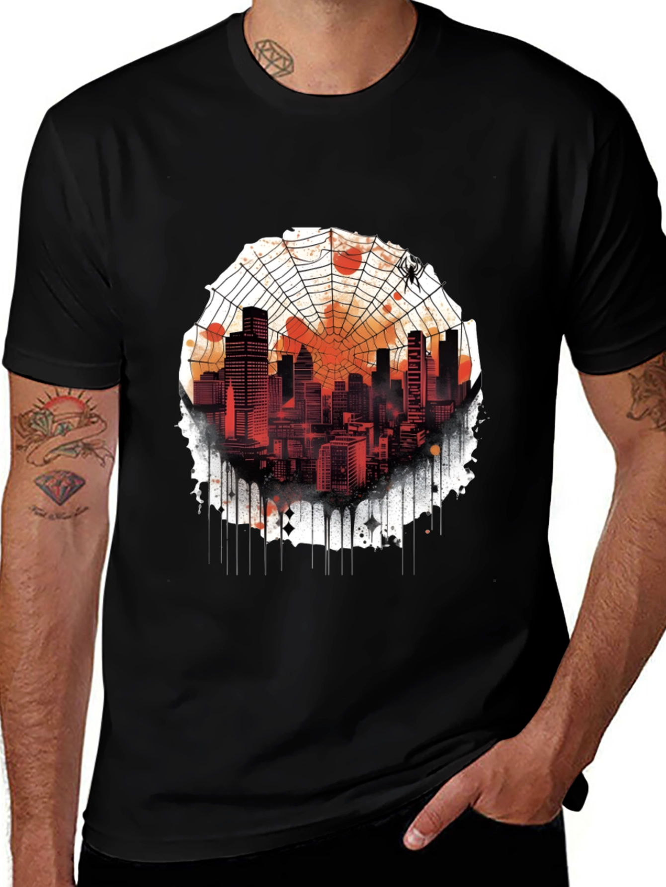 Variant 5 of Spider Web Cityscape T-Shirt