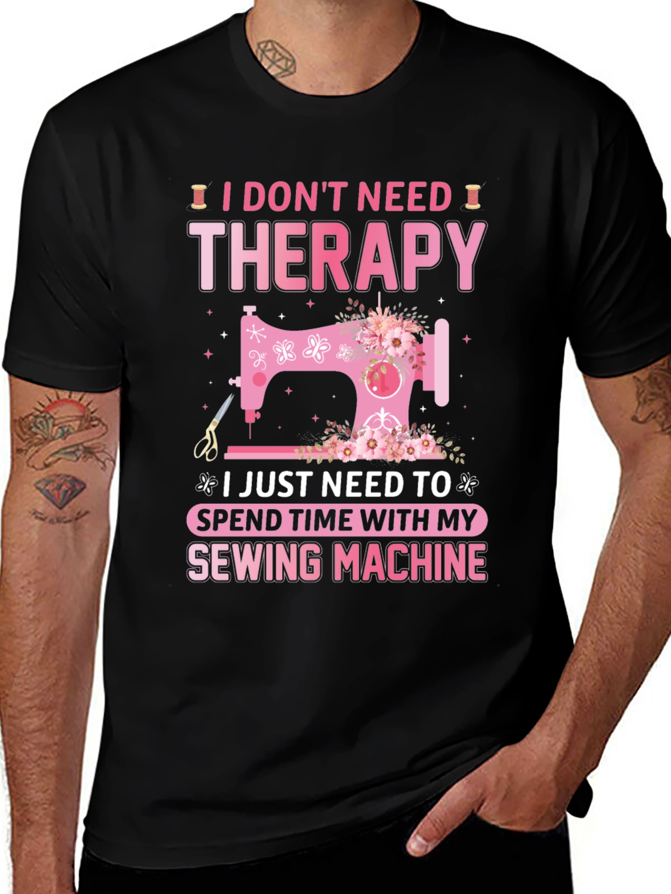 Variant 11 of Funny Sewing Machine T-Shirt - I Don't Need Therapy