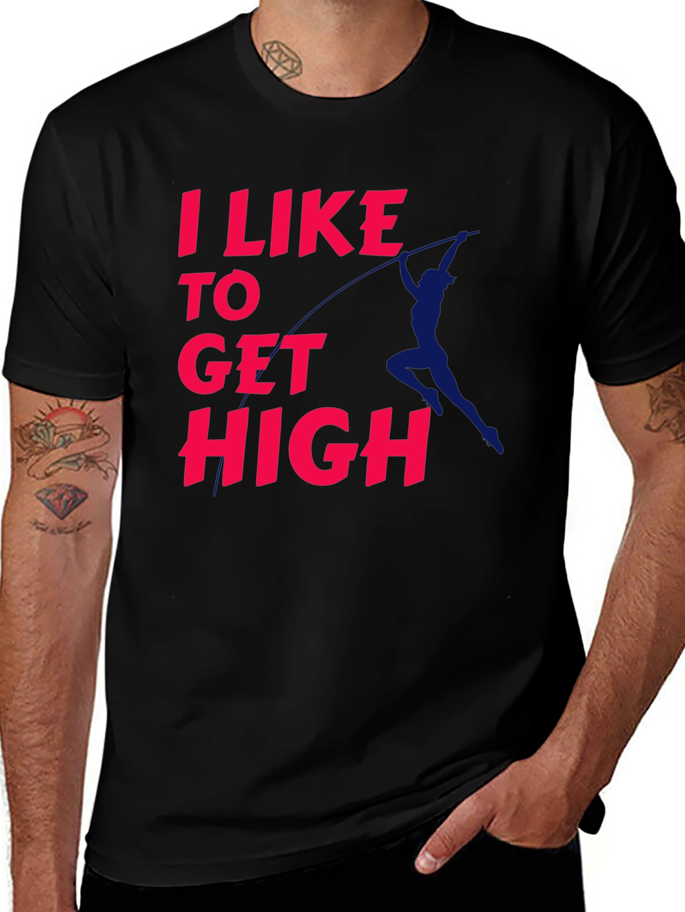 Variant 16 of I Like to Get High T-Shirt Funny Pole Vault Athlete Tee