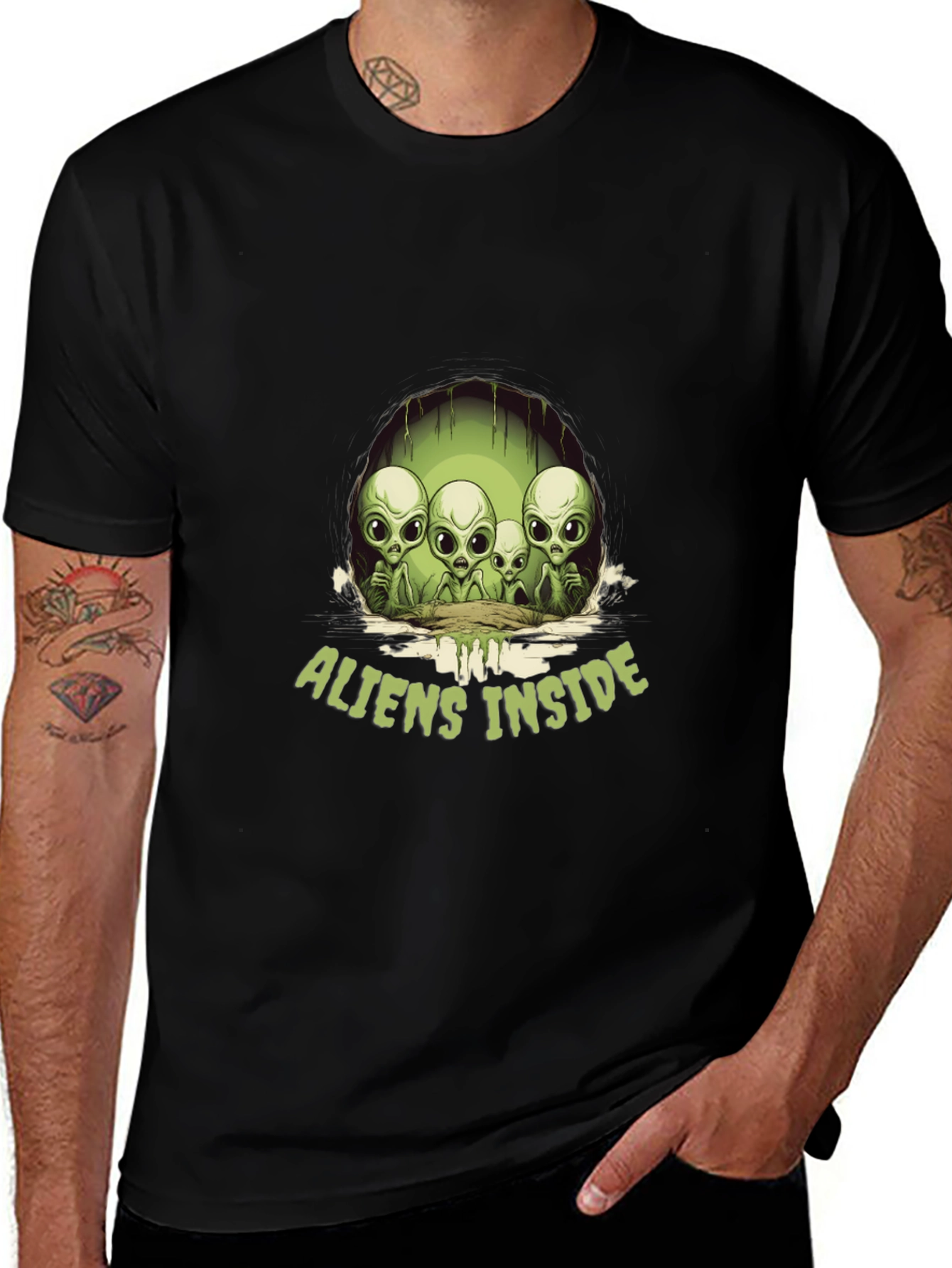 Variant 5 of Aliens Inside Graphic Tee - Black