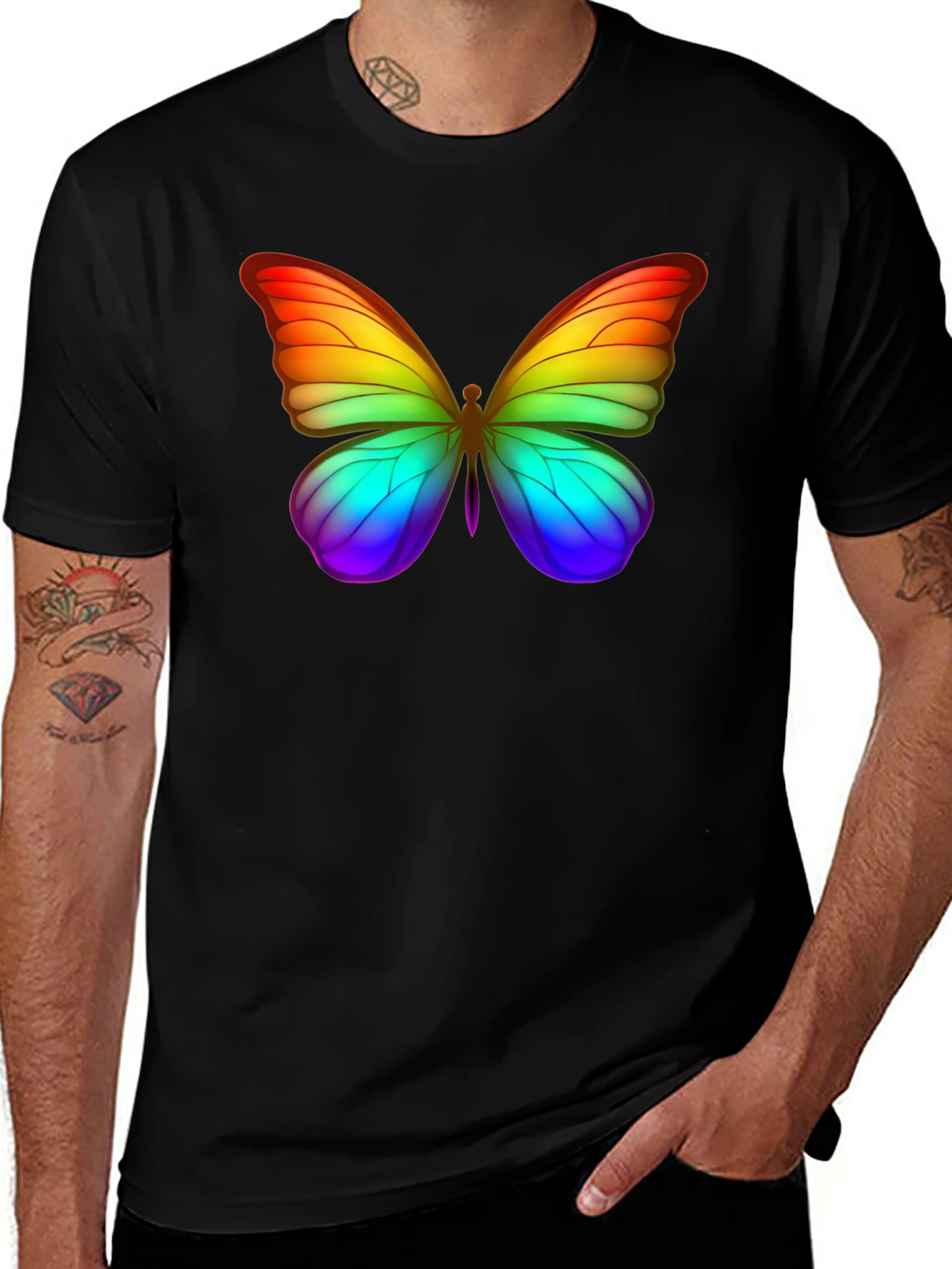 Variant 29 of Rainbow Butterfly Graphic Tee - Pride Apparel