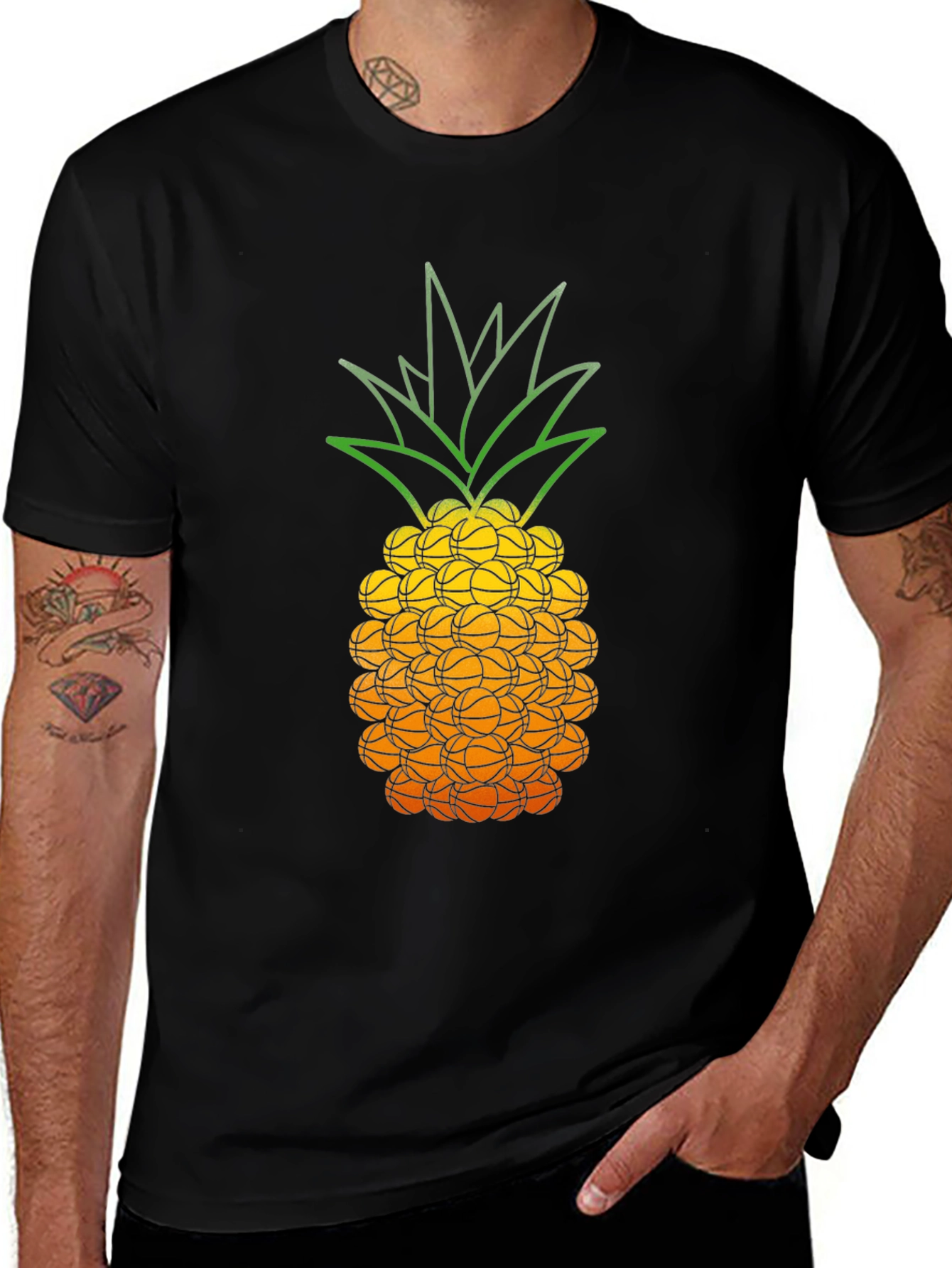 Variant 3 of Basketball Pineapple Graphic Tee - Unique Sport Design