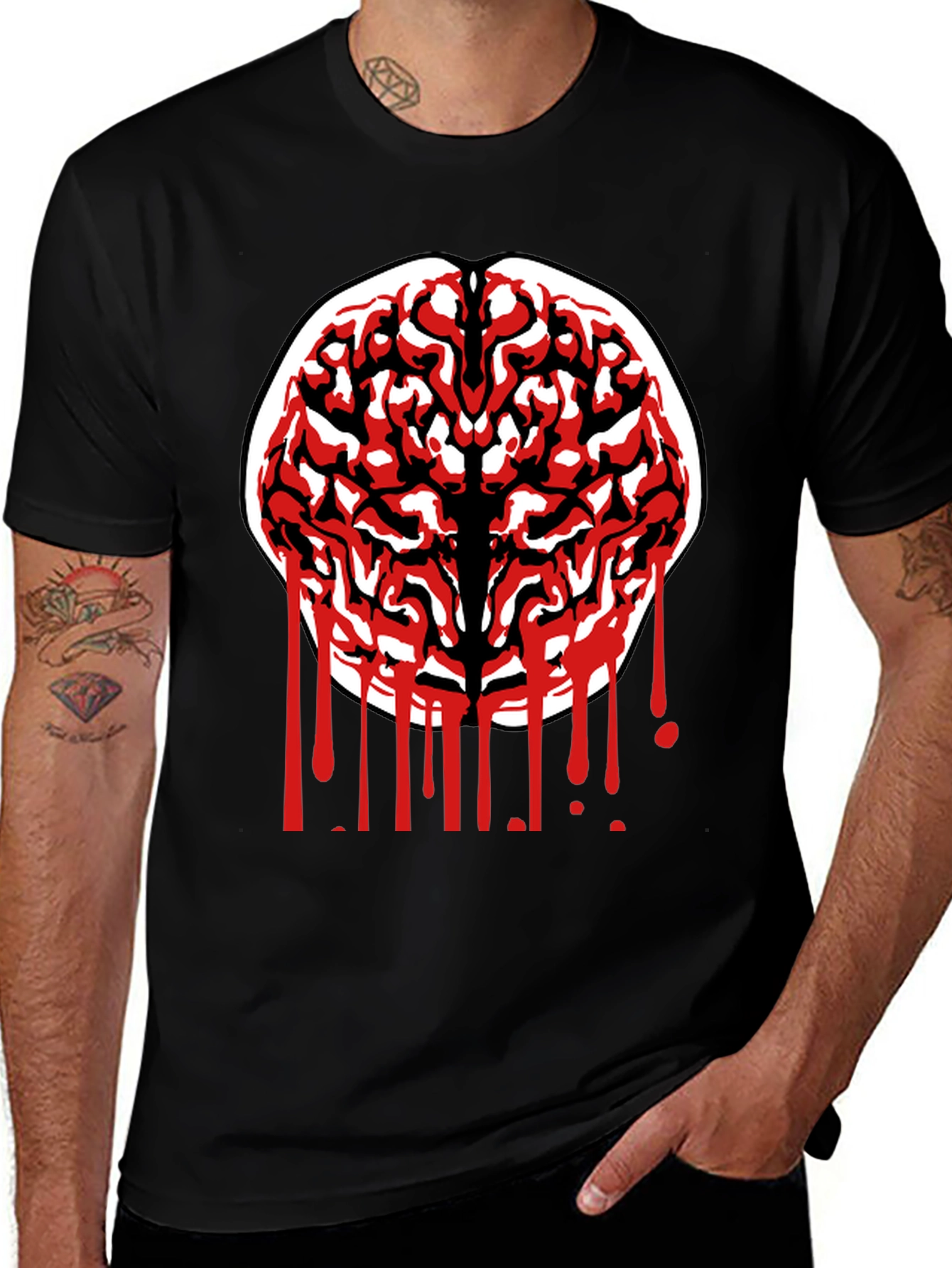 Variant 23 of Brain Graphic Tee - Black Cotton Blend