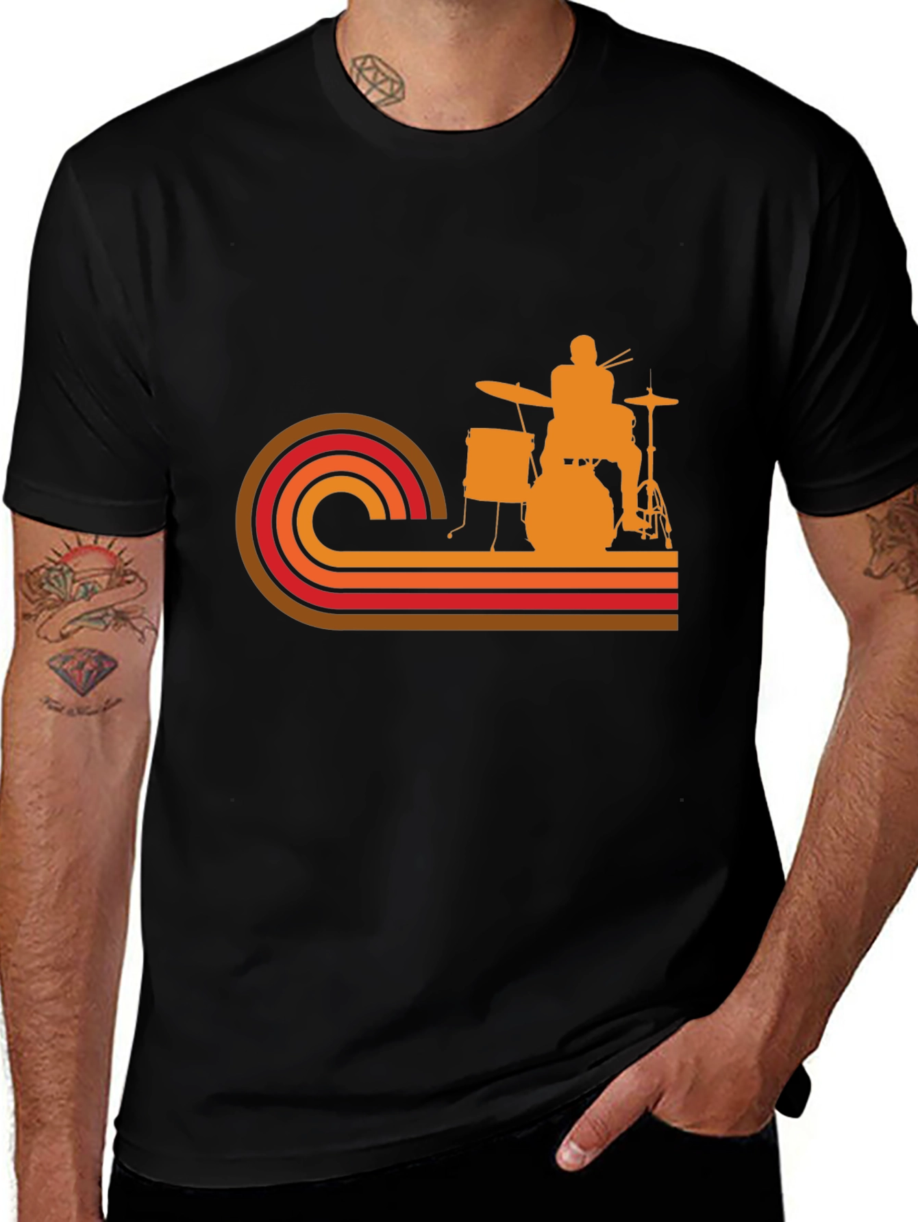 Variant 29 of Retro Drummer T-Shirt - Vintage Style Music Tee