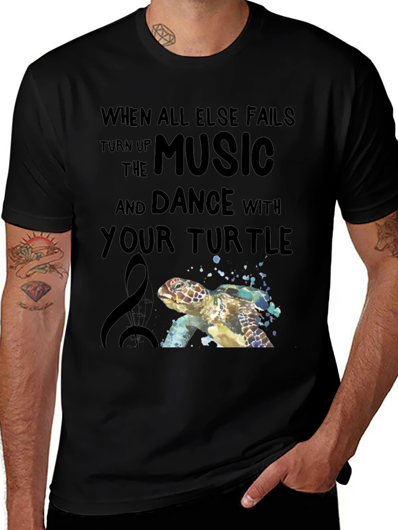 Variant 14 of Turtle Music Dance T-Shirt - Unisex Black Tee