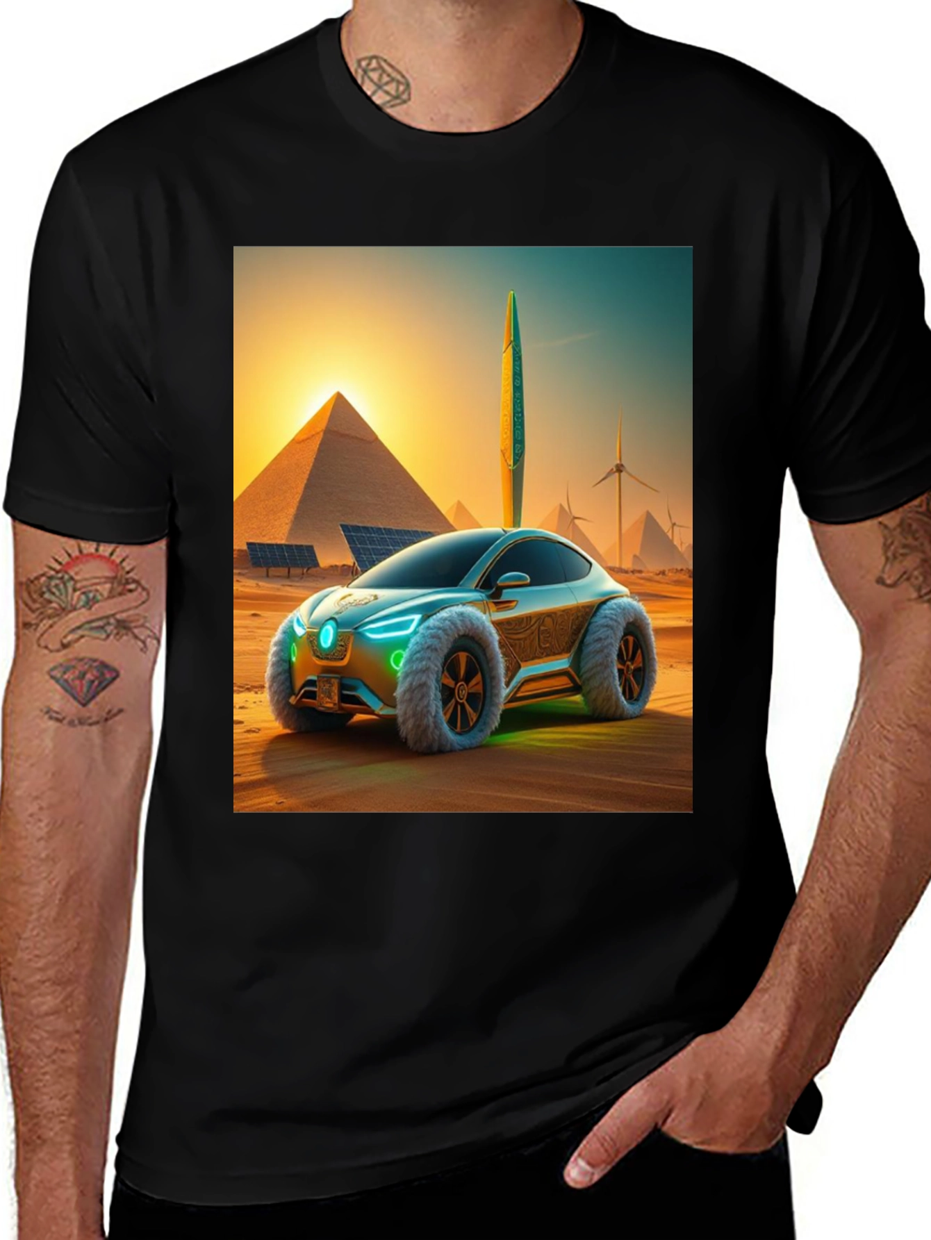 Variant 24 of Futuristic Desert Car Graphic Tee - Black