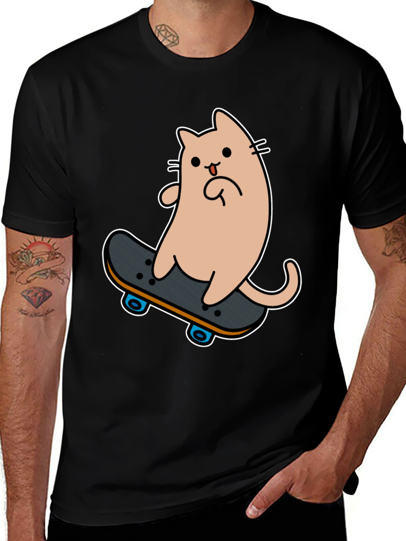 Variant 9 of Skateboarding Cat T-Shirt - Cool Graphic Tee
