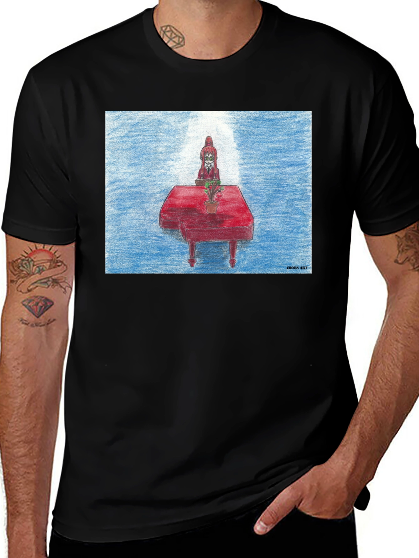 Variant 5 of Red Piano T-Shirt - Quirky Music Lover Tee