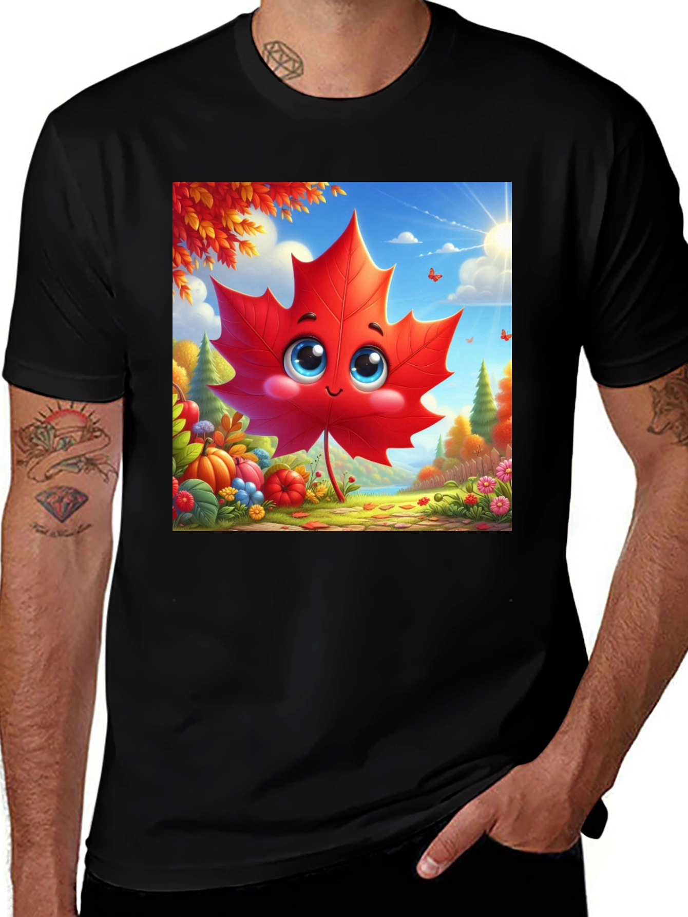 Variant 29 of Cute Autumn Leaf Cartoon Graphic T-Shirt