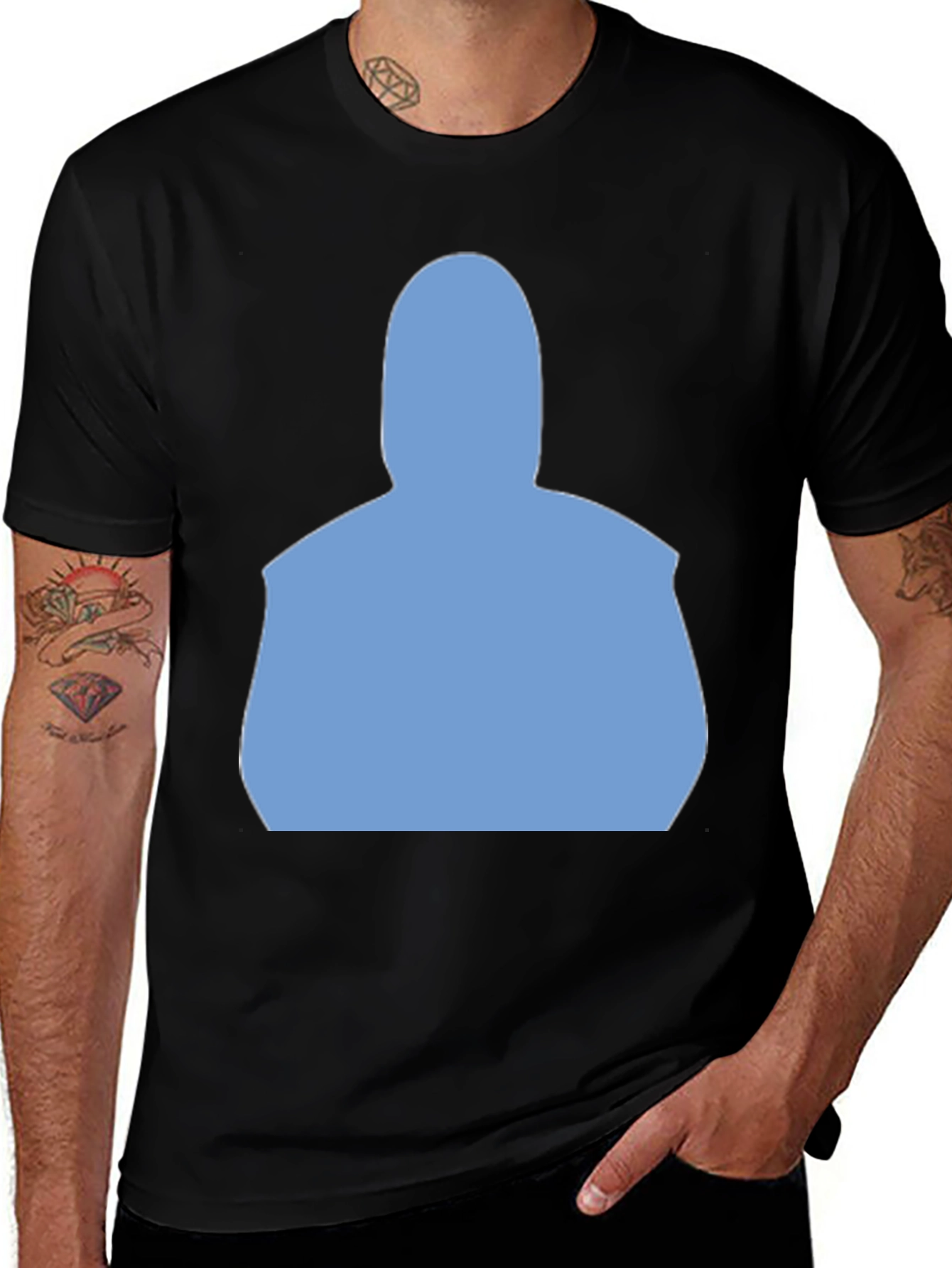 Variant 30 of Modern Black T-Shirt with Light Blue Silhouette