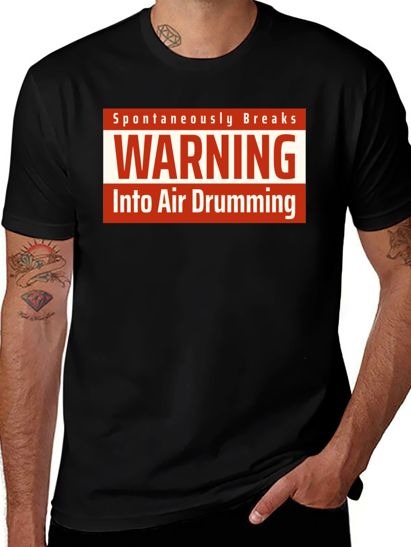Variant 29 of Warning Air Drumming T-Shirt - Funny Music Tee
