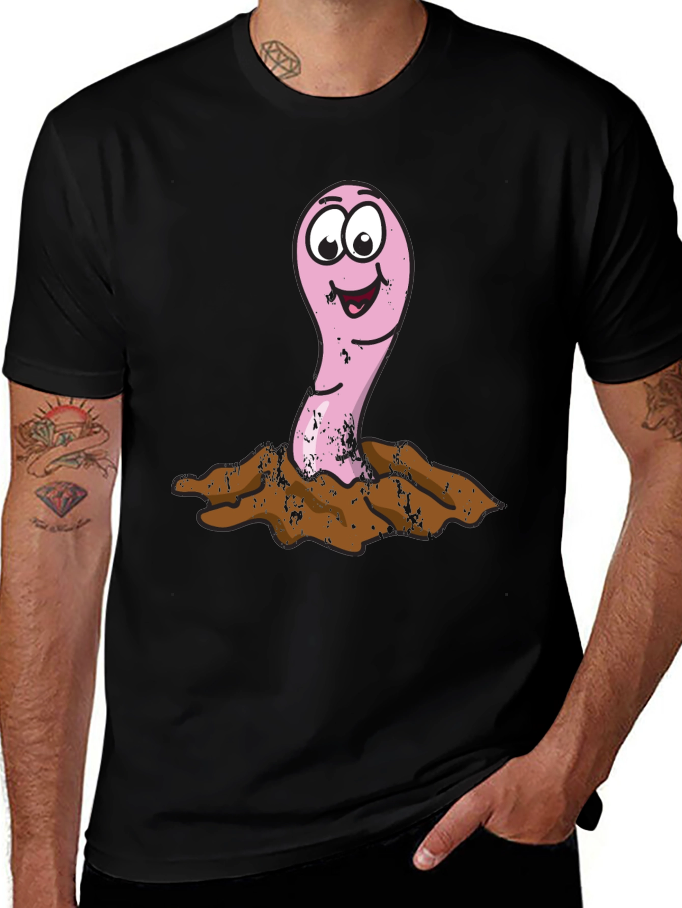 Variant 17 of Funny Worm T-Shirt - Cartoon Earthworm Tee