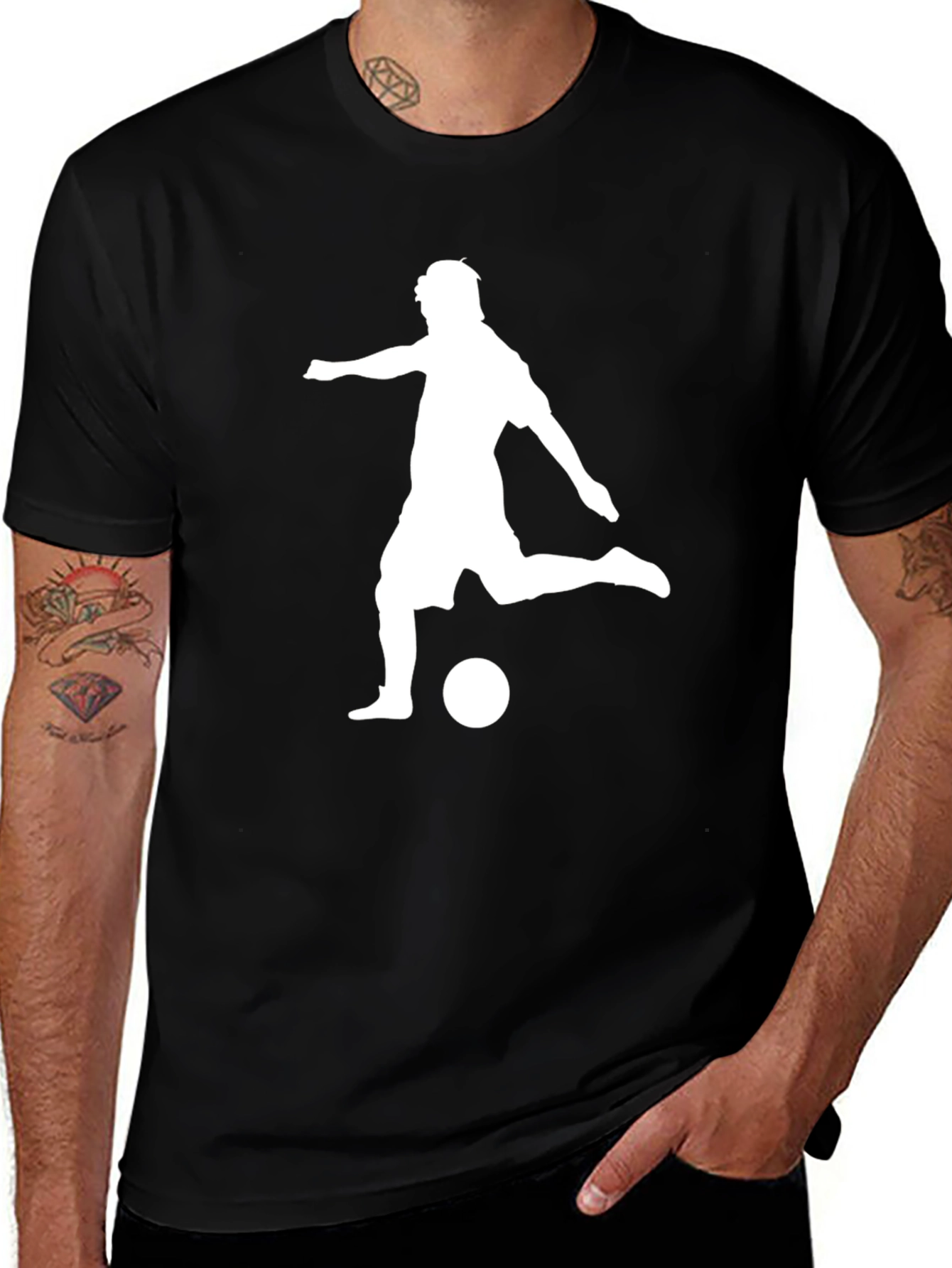 Variant 5 of Soccer Player Kick Graphic Tee - Black