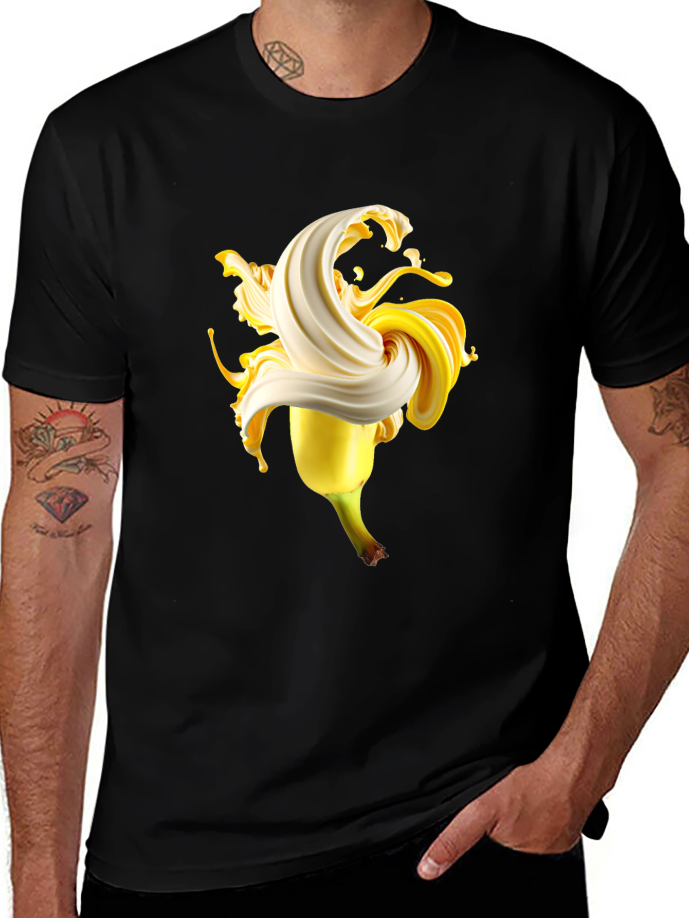 Variant 24 of Banana Swirl Graphic Tee - Black