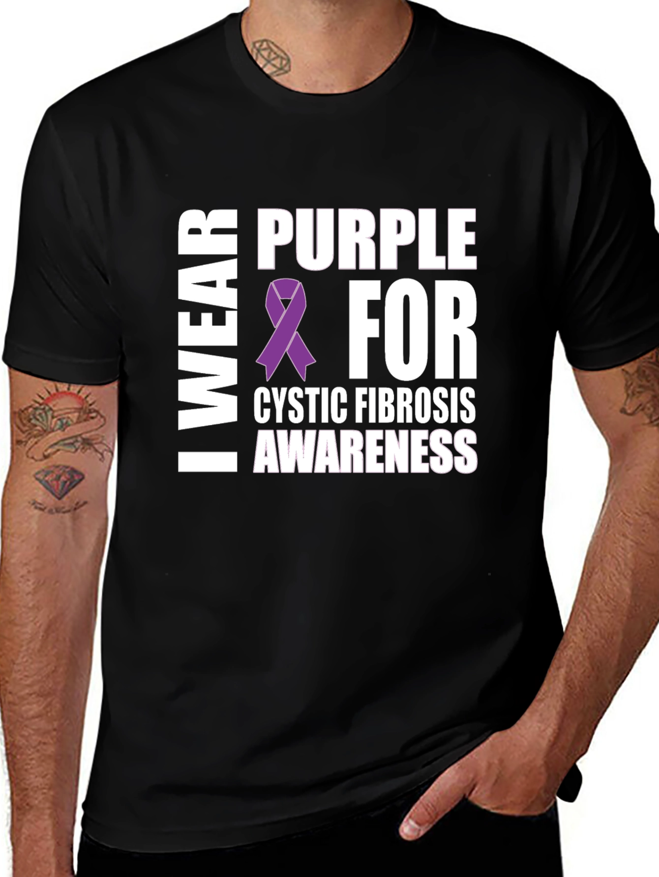 Cystic Fibrosis Awareness Purple Ribbon T-Shirt