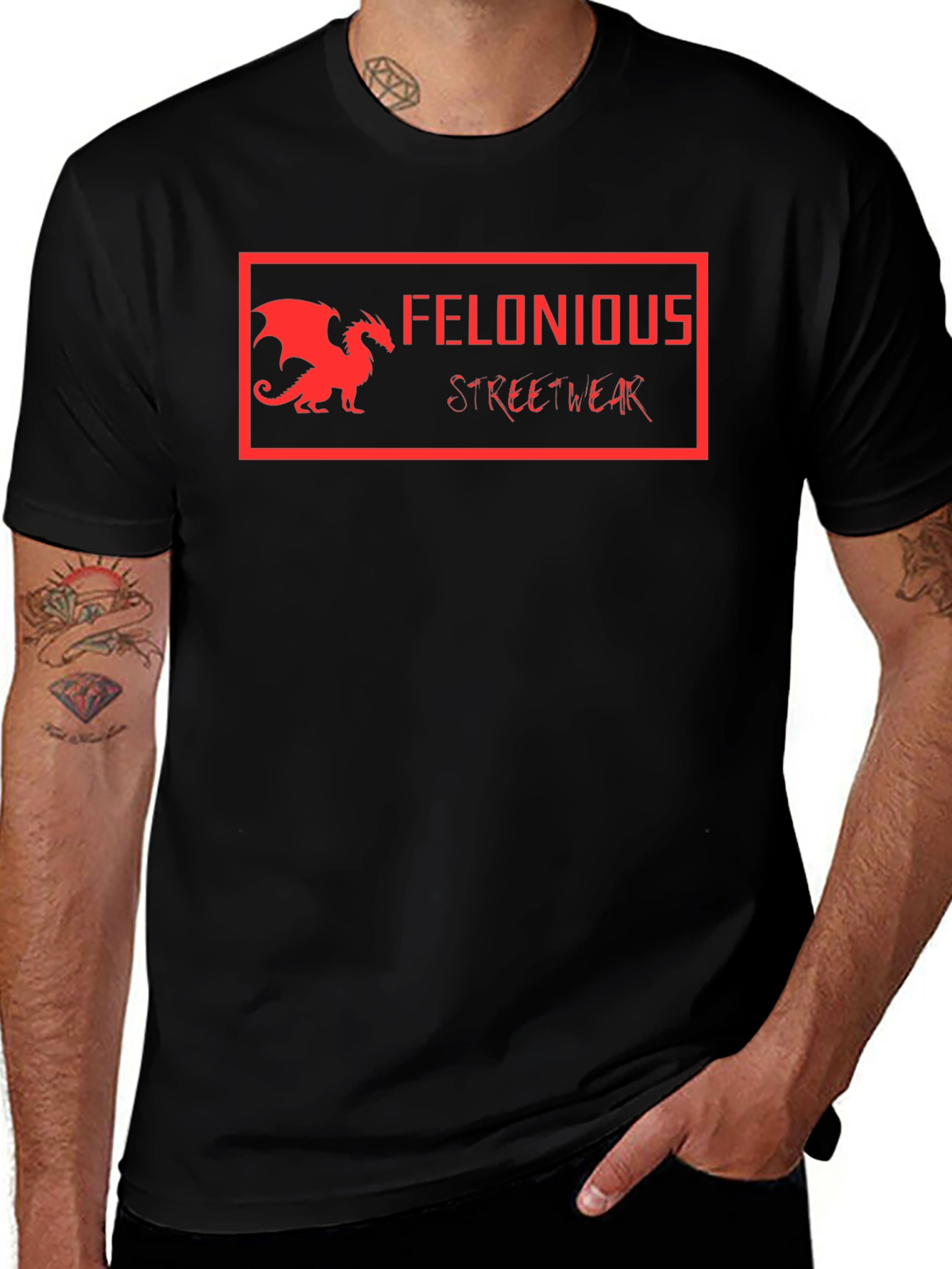 Variant 25 of Felonious Streetwear Black Graphic Tee