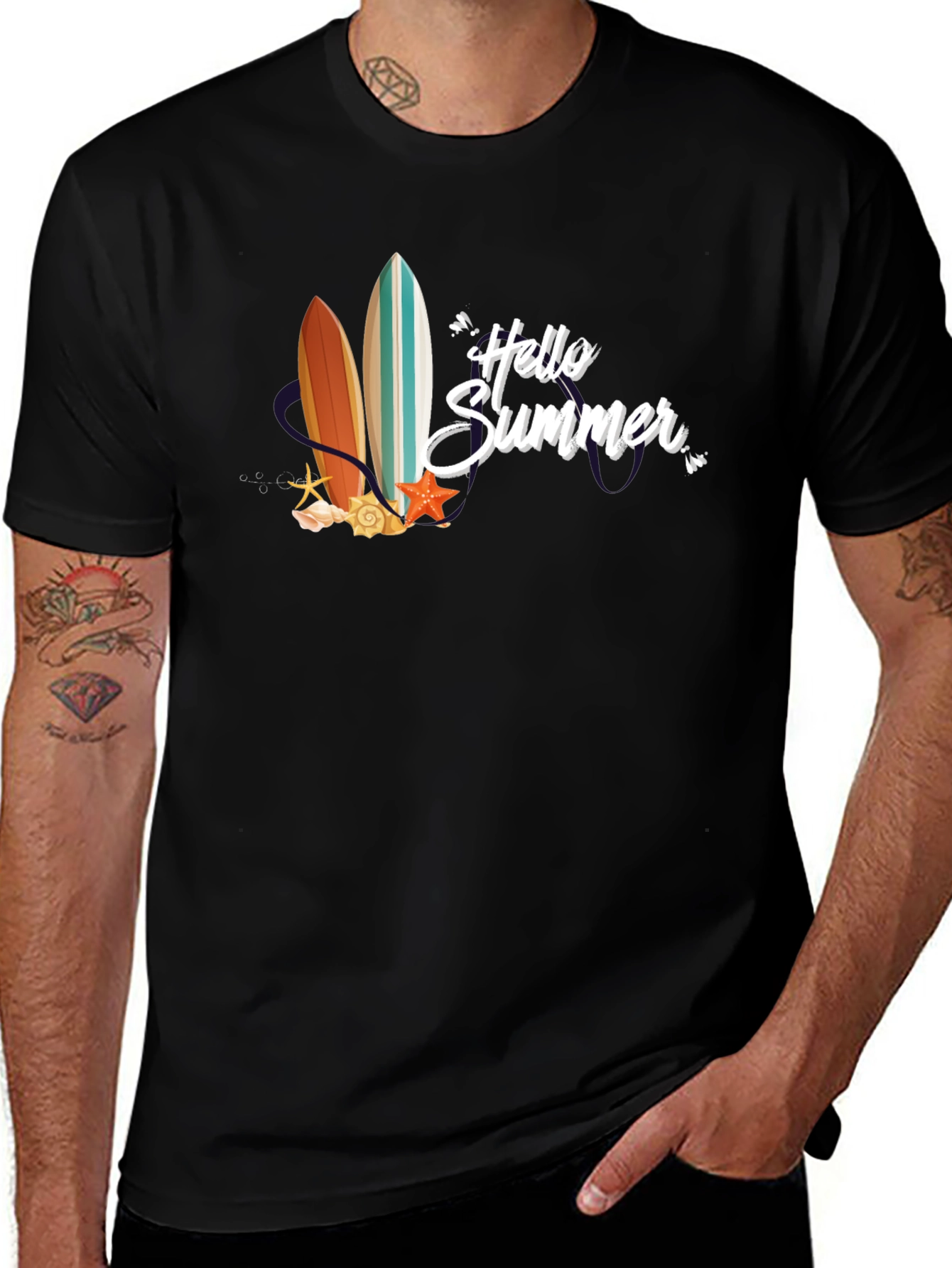 Variant 23 of Hello Summer Surfboard Graphic T-Shirt