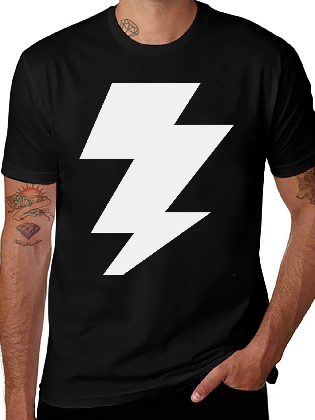 Variant 11 of Lightning Bolt Graphic Tee - Bold Black T-Shirt
