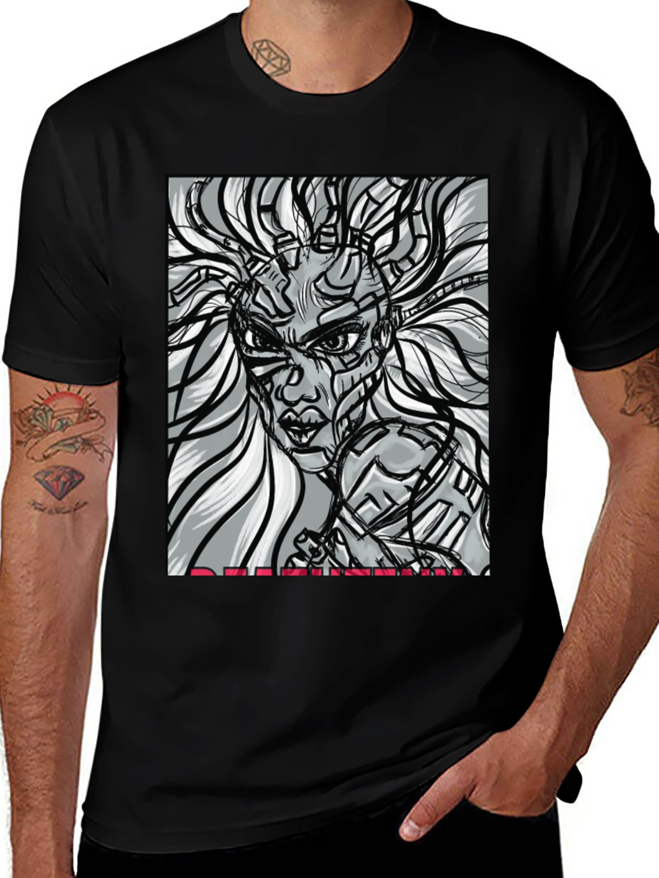 Variant 8 of Cyberpunk Woman T-Shirt - Unique Graphic Tee