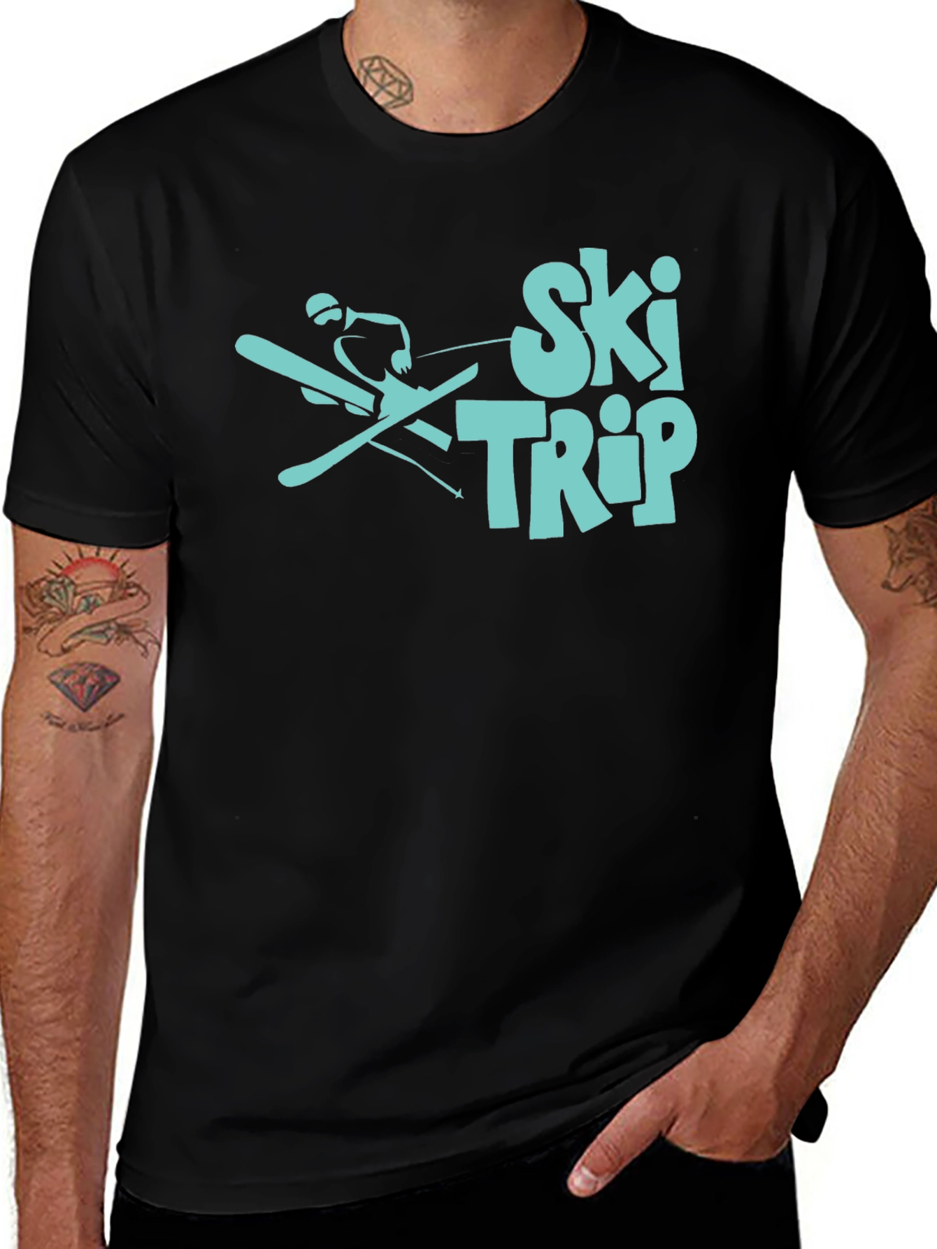 Variant 4 of Ski Trip Graphic Tee - Black