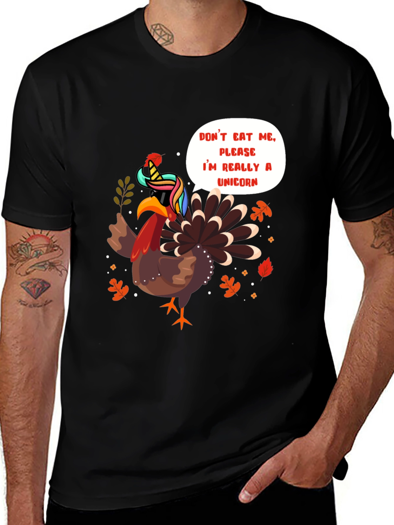 Unicorn Turkey Graphic Tee - Thanksgiving Humor