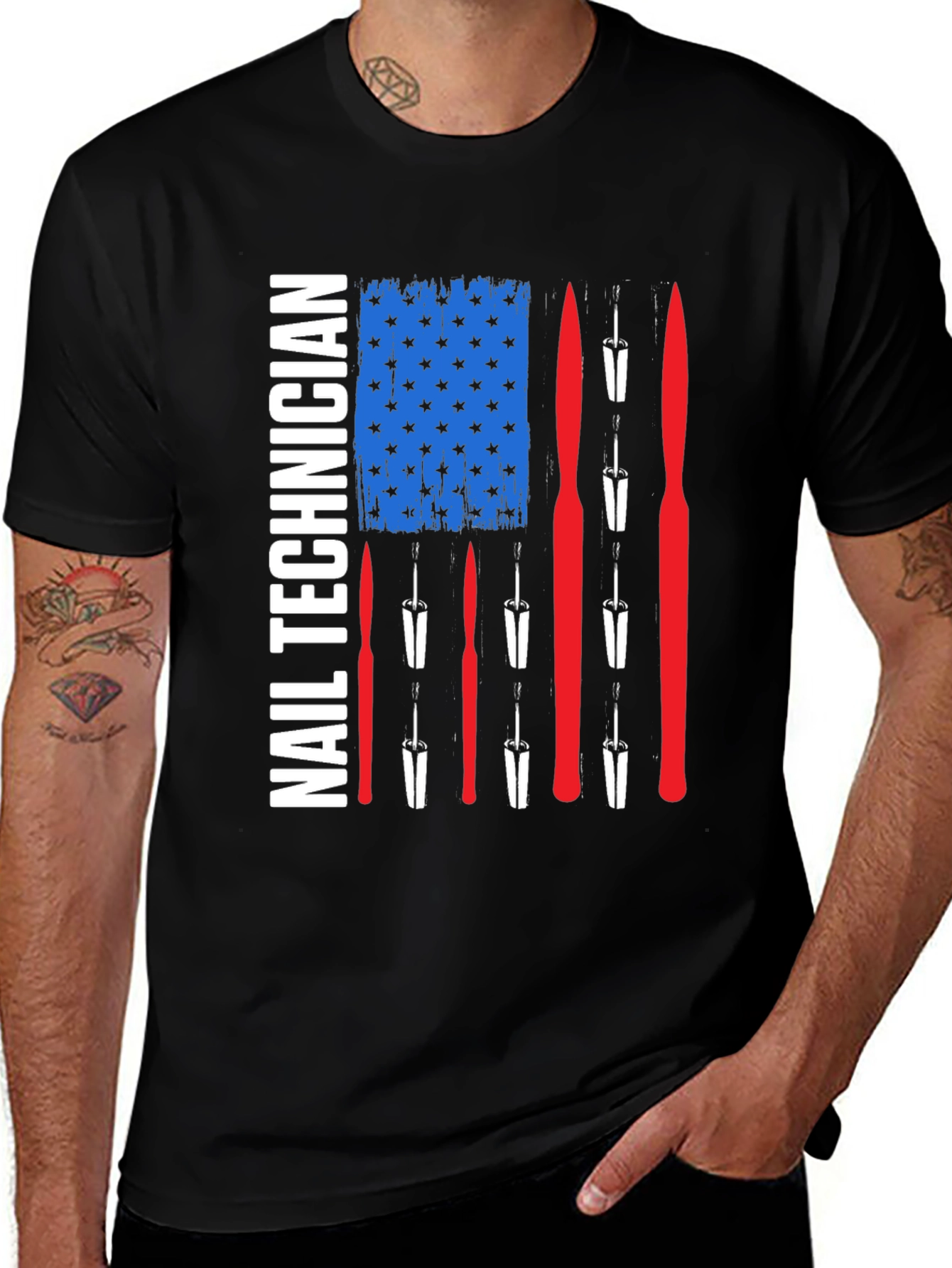 Variant 3 of Nail Technician American Flag T-Shirt