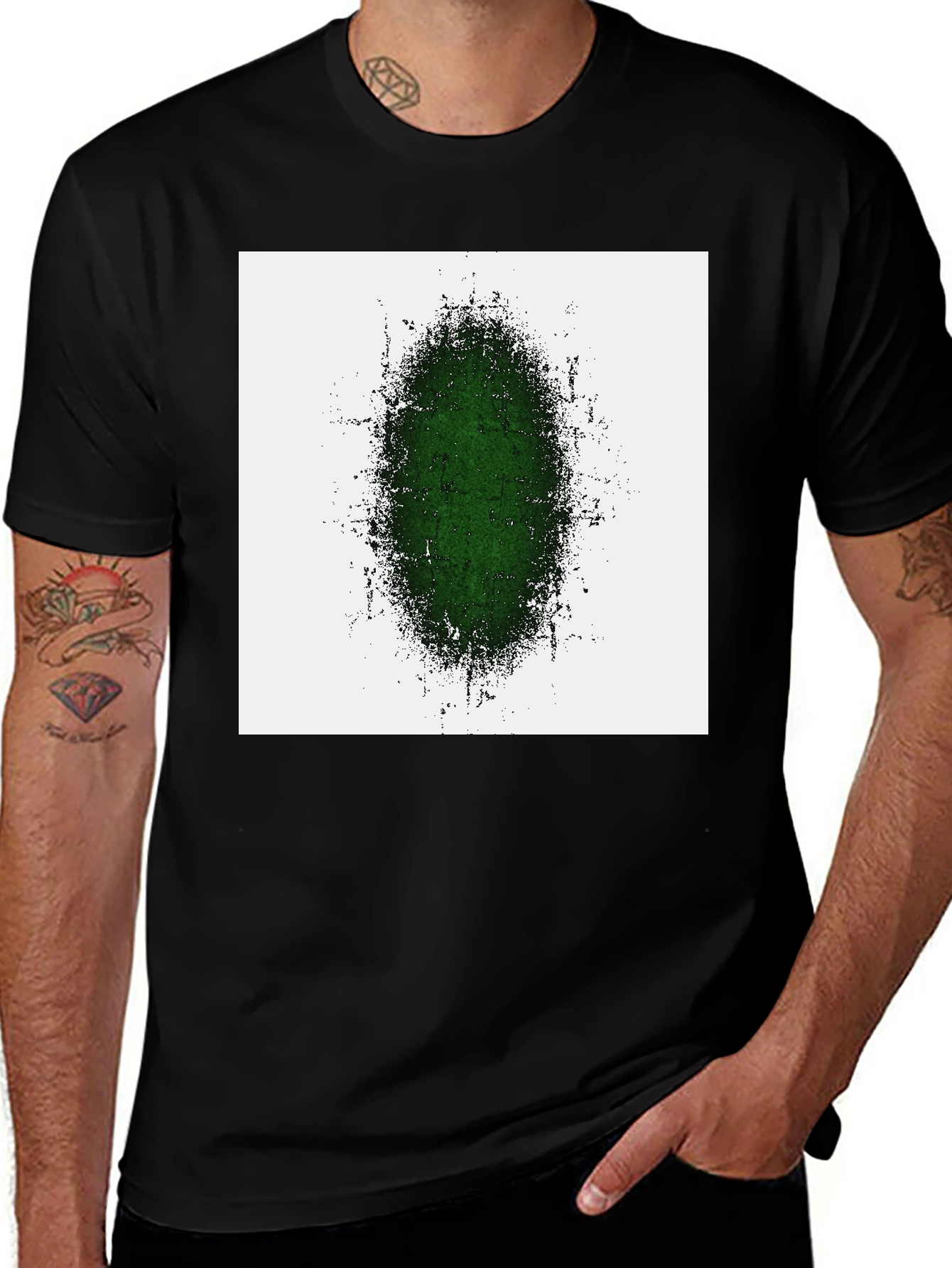 Variant 12 of Abstract Green Oval Black T-Shirt