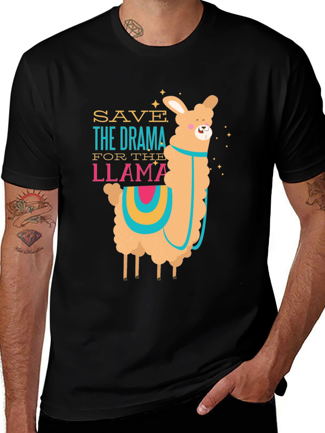 Black Save The Drama For The Llama T-Shirt main image