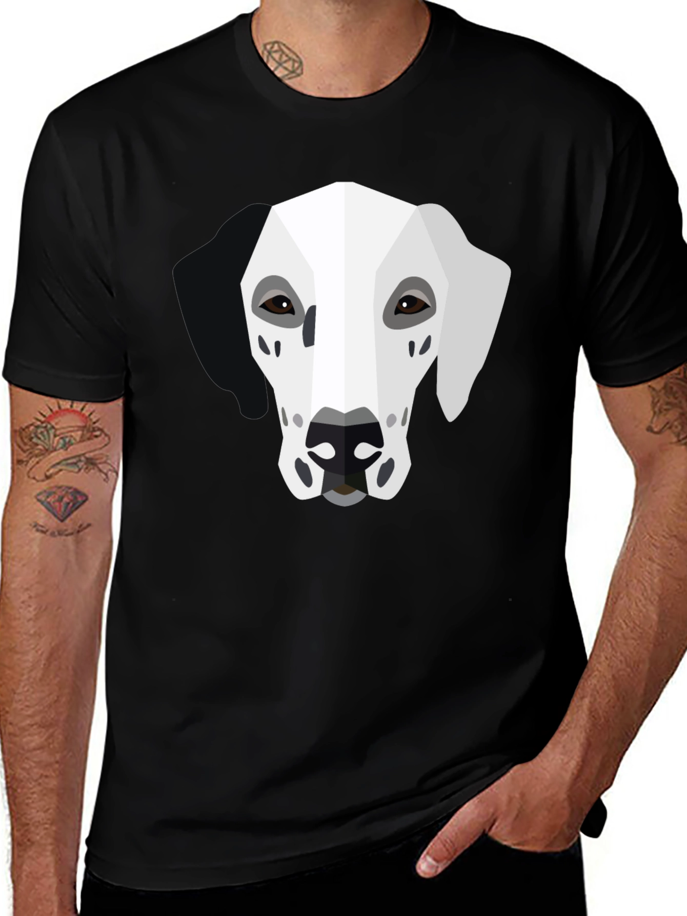 Variant 5 of Geometric Dalmatian Graphic Tee - Unisex Black T-Shirt