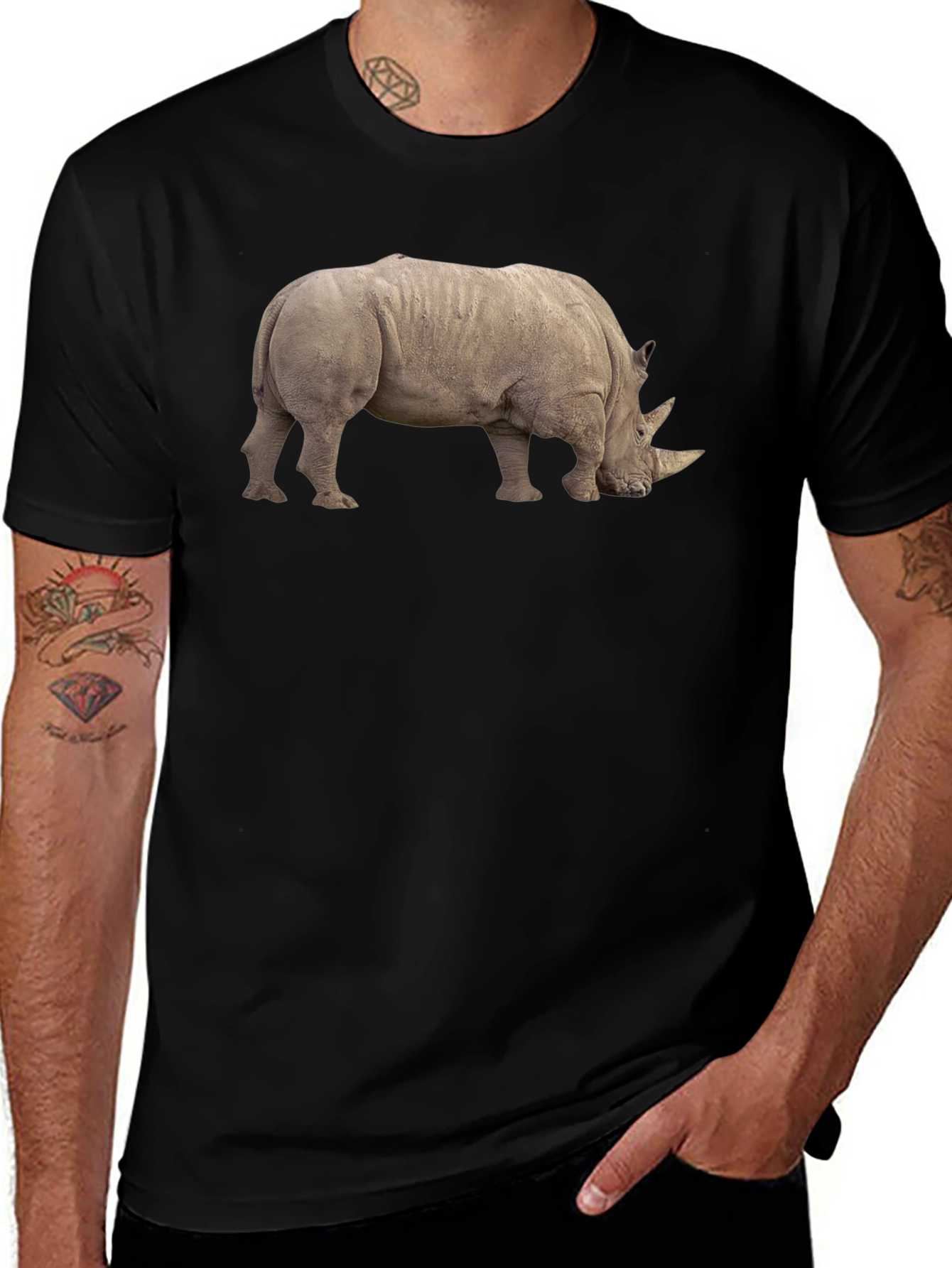 Variant 17 of Rhino Graphic Tee - Black Cotton Comfort