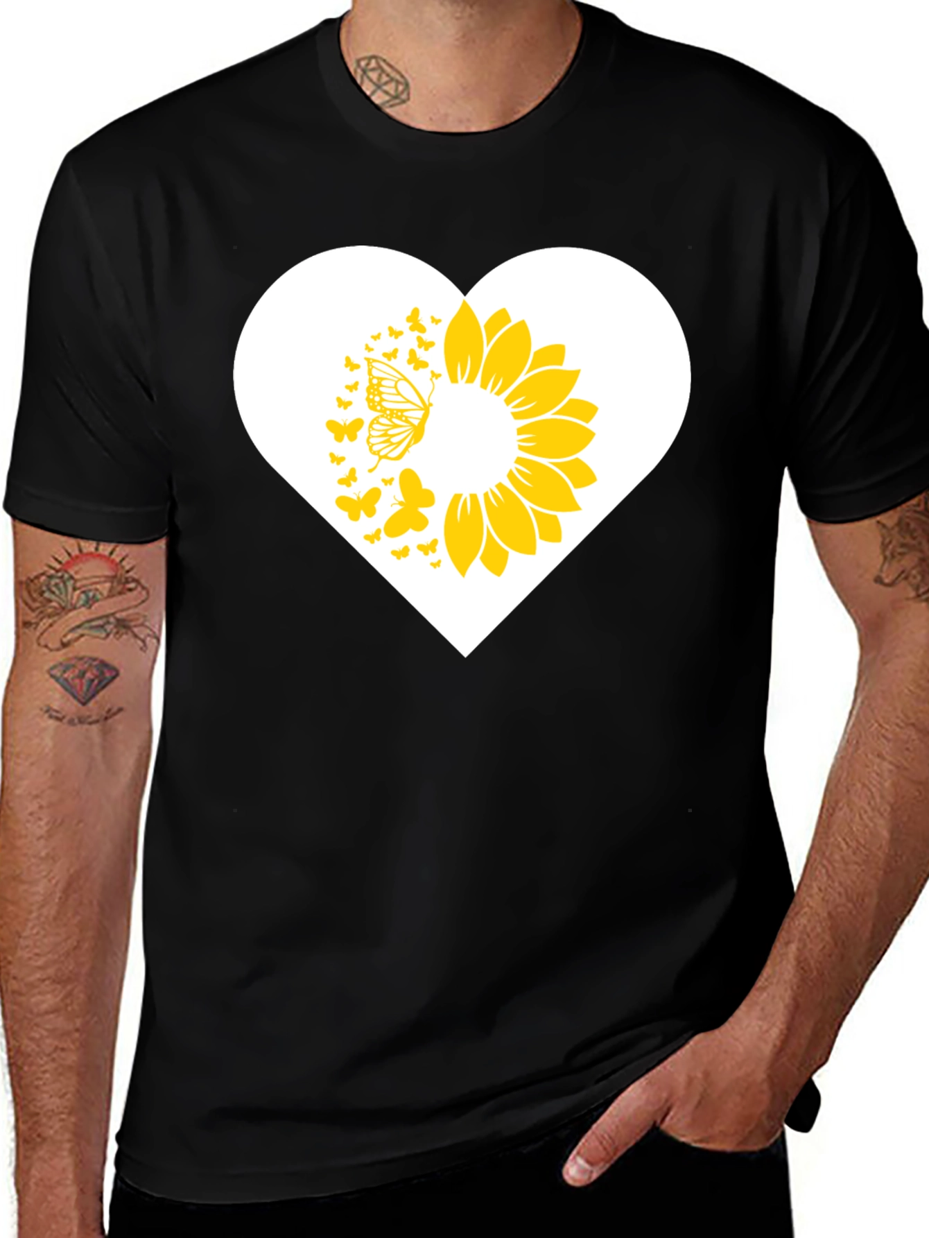 Variant 16 of Sunflower Butterfly Heart Graphic Tee