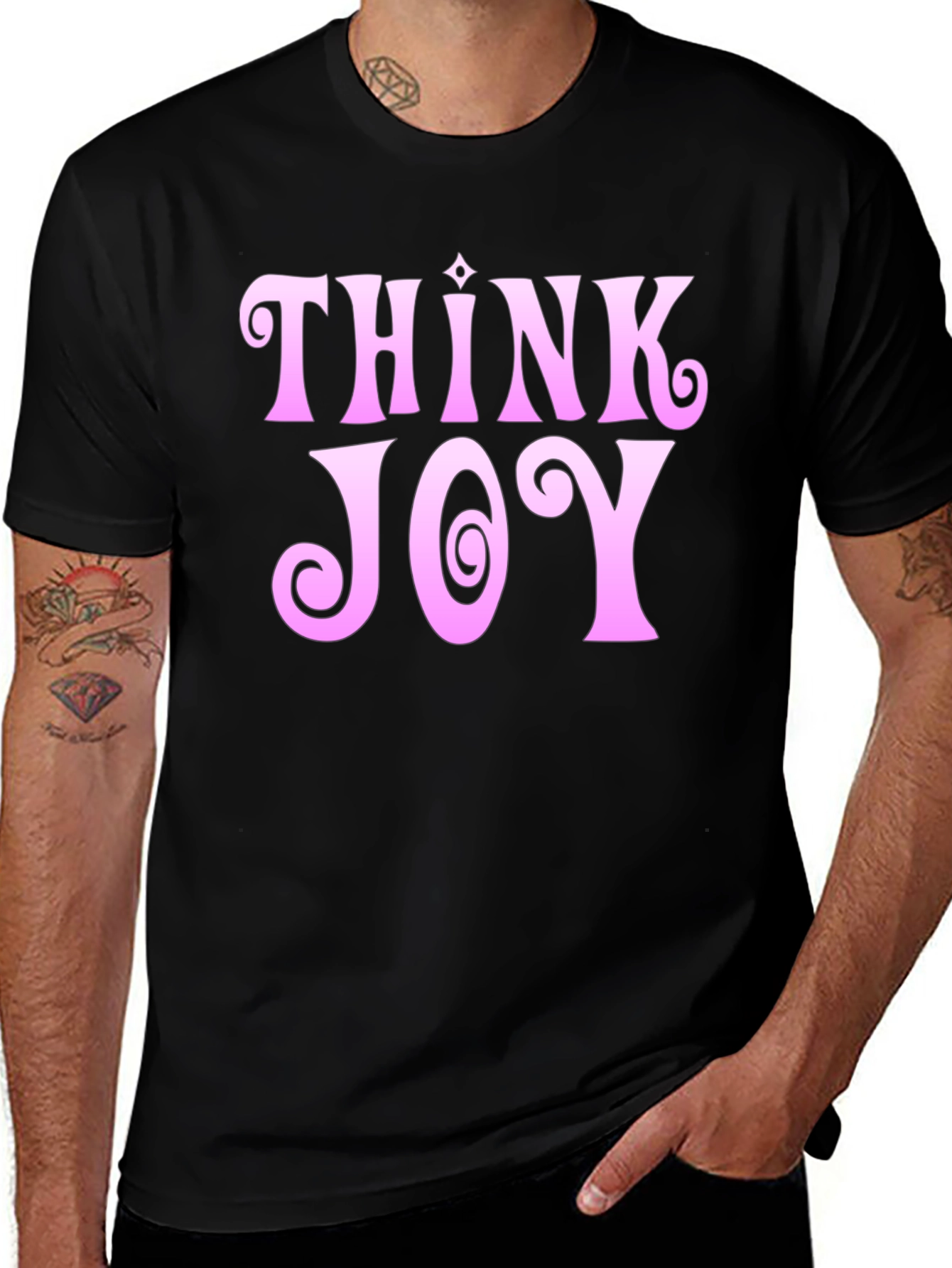 Black Think Joy Graphic Tee - Fun Positive Vibes T-Shirt main image