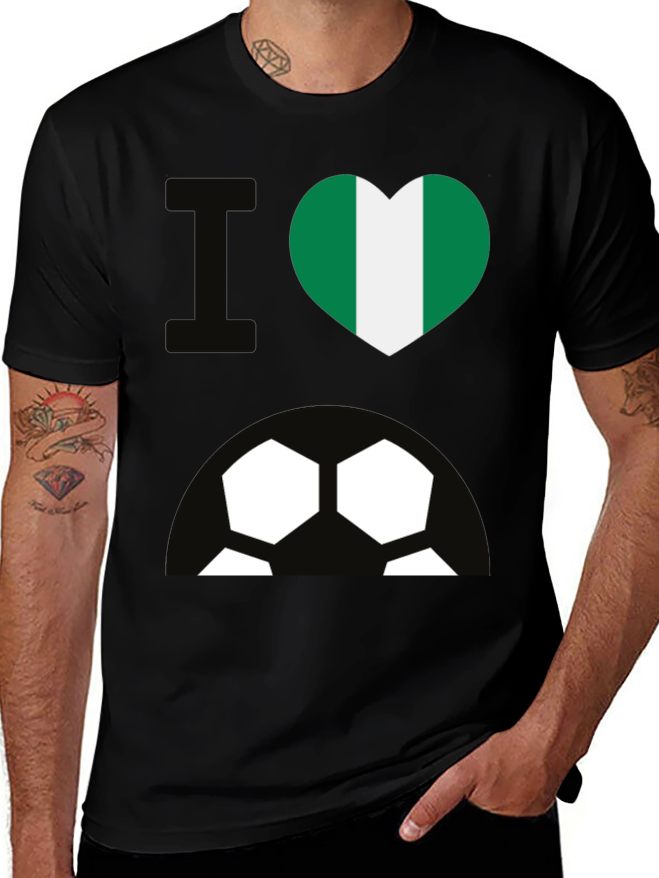 Variant 19 of I Love Nigeria Soccer T-Shirt - Black